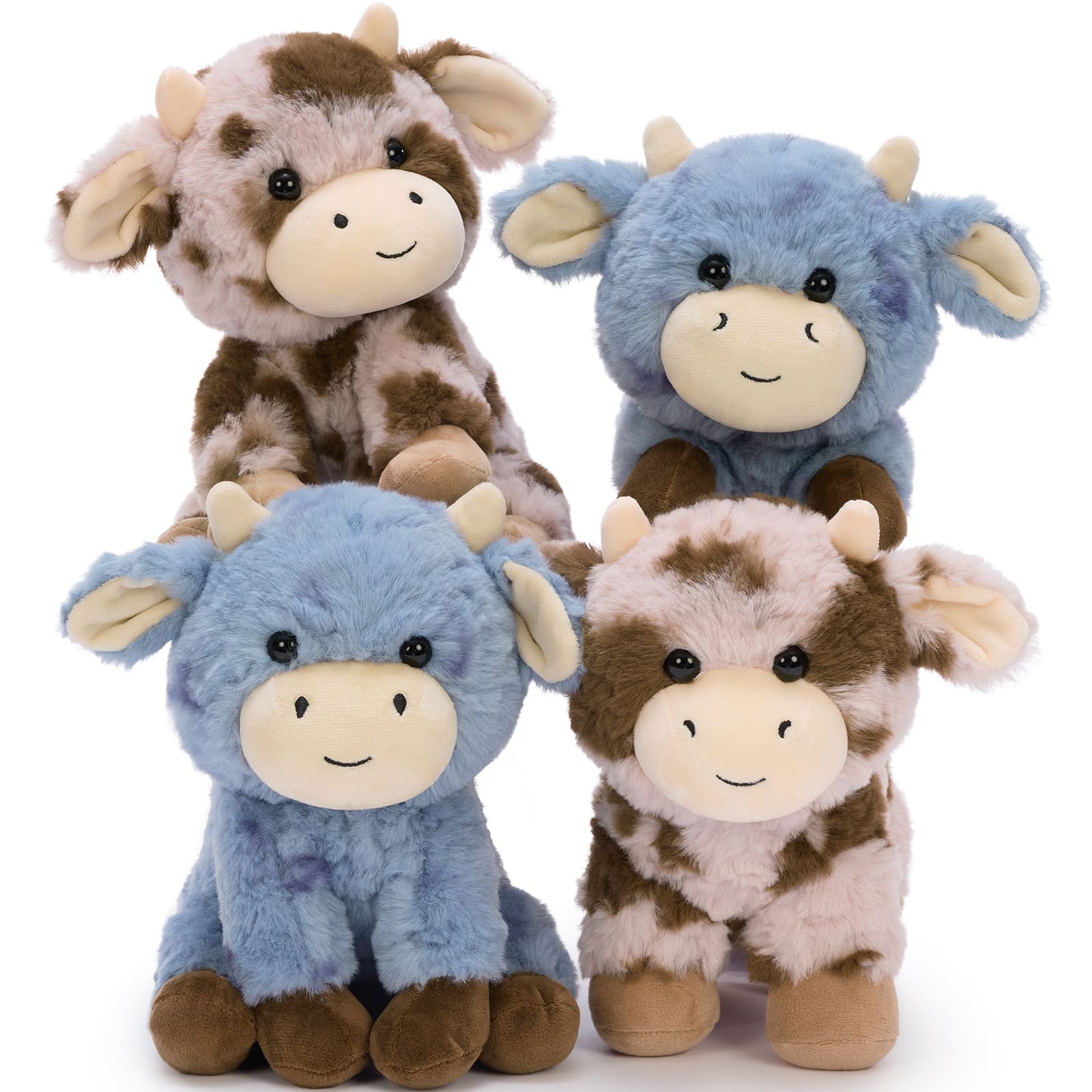 4 Pcs Cow Stuffed Animals Farm Plush Toys, 8.7 Inches
