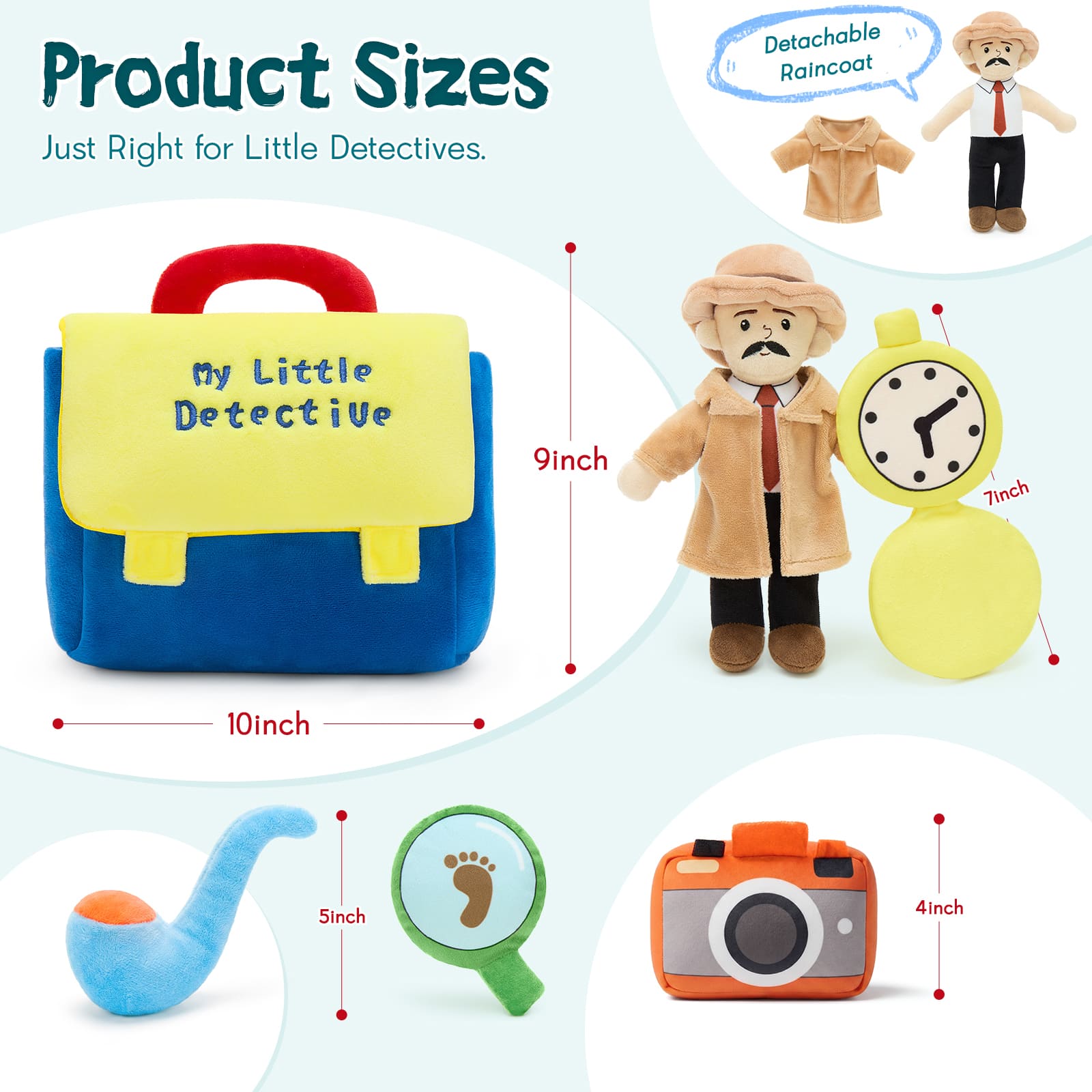 Detective Bag with Plush Detective Doll, Camera, Magnifying Glass