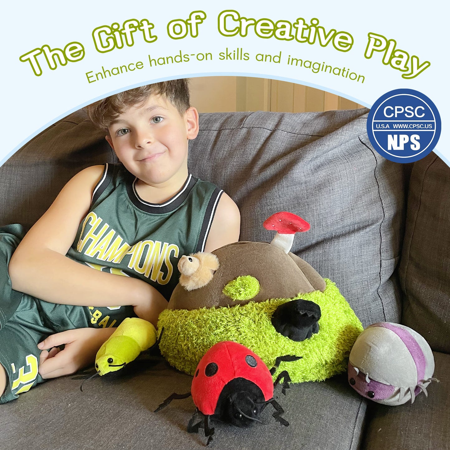 Kids Insect Plush Toy Collection with Bug Habitat Hideaway – Fun Nature Science Educational Stuffed Animal Set