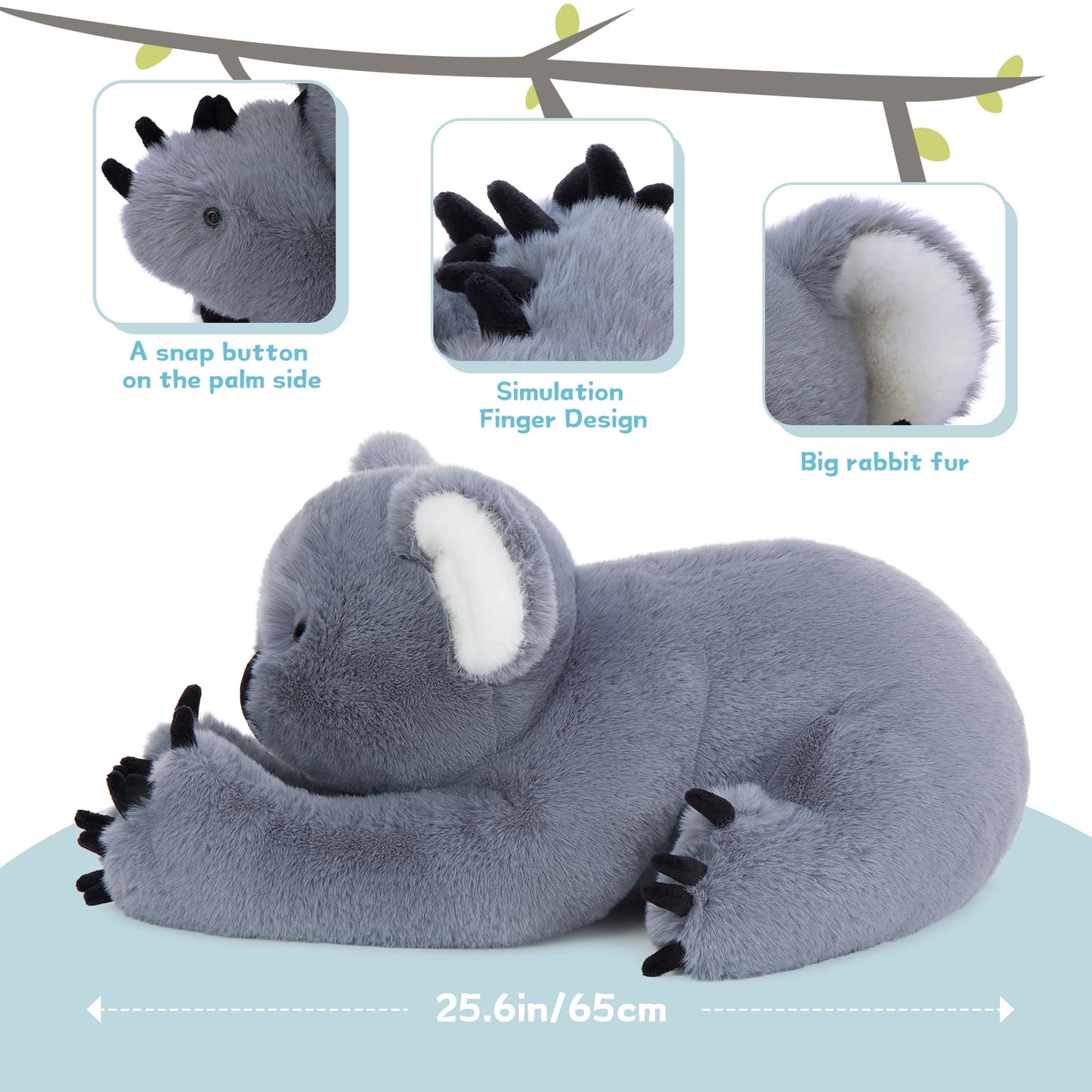 25.6 Inches Koala Stuffed Animals - Funny Koala Plush Toys - Australia Travelling Souvenirs - Christmas/Birthday Gift Ideas