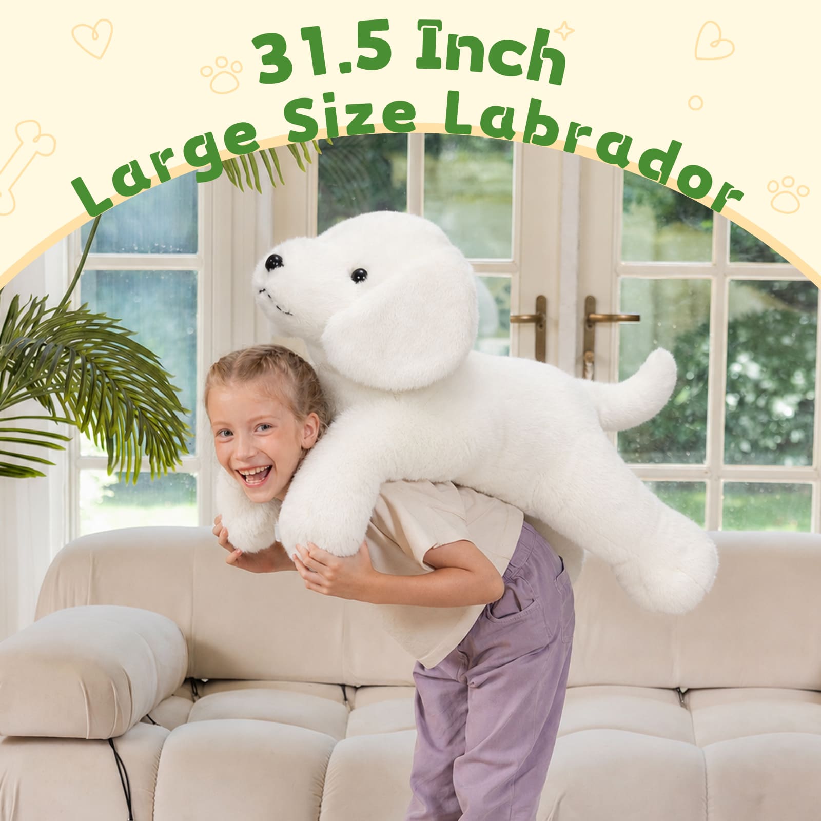 Labrador Plush Toy Dog Stuffed Animals, Black/White, 31.5 Inches