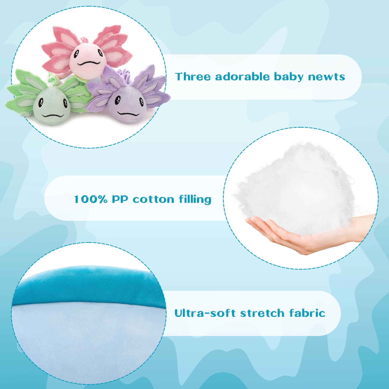 Axolotl Stuffed Animals with Babies Inside The Belly, 31.5 Inches