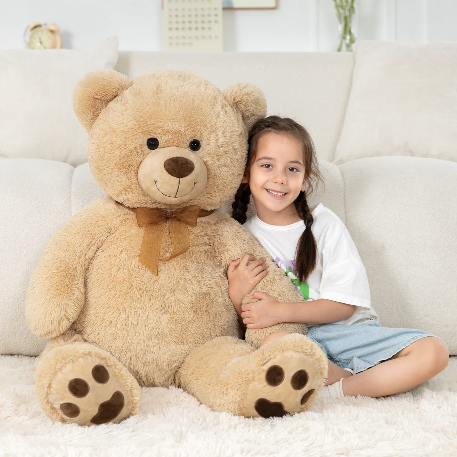 Giant Teddy Bear Plush Toy, Brown, 47 Inches