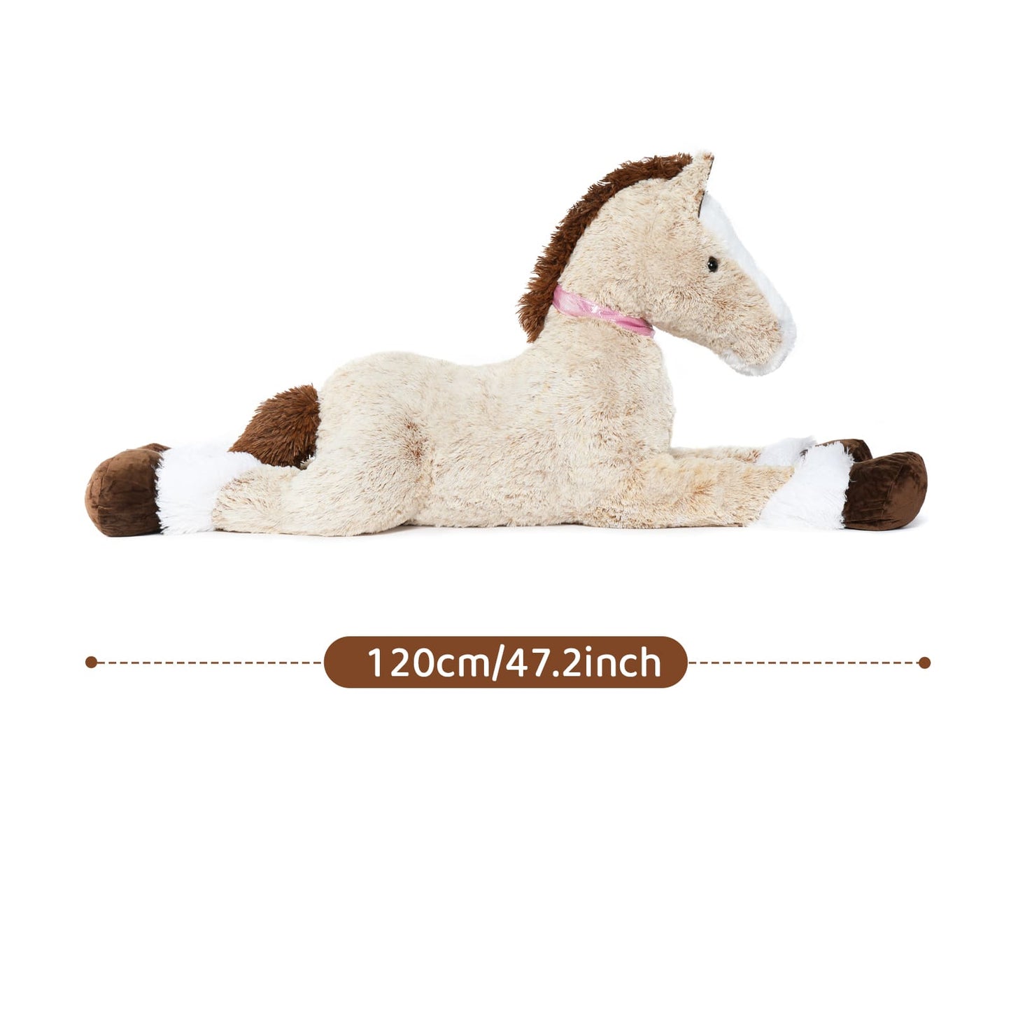 Jouet en peluche cheval géant, gris/marron, 35/47 pouces