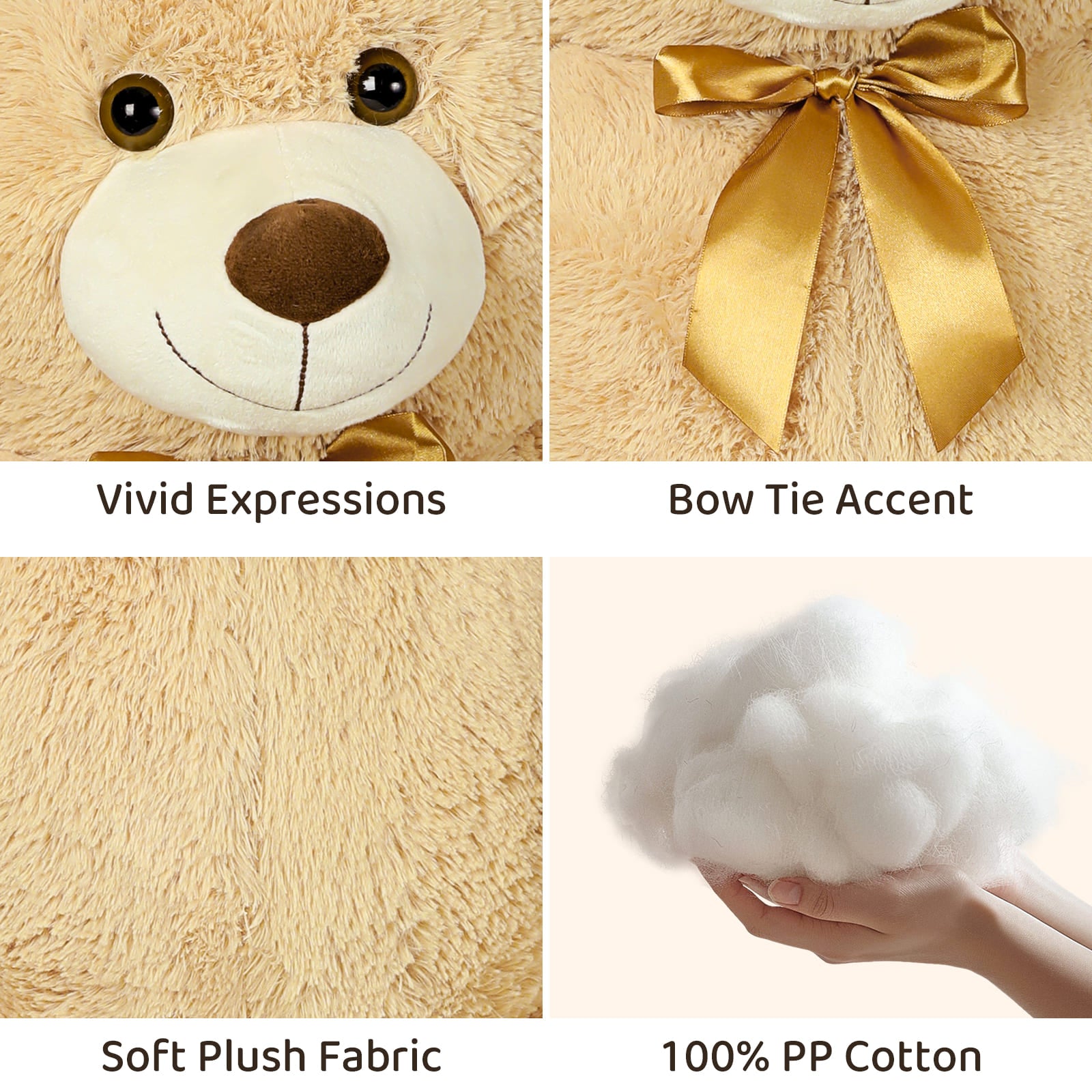 Ours en peluche géant, marron clair, 39/51 pouces