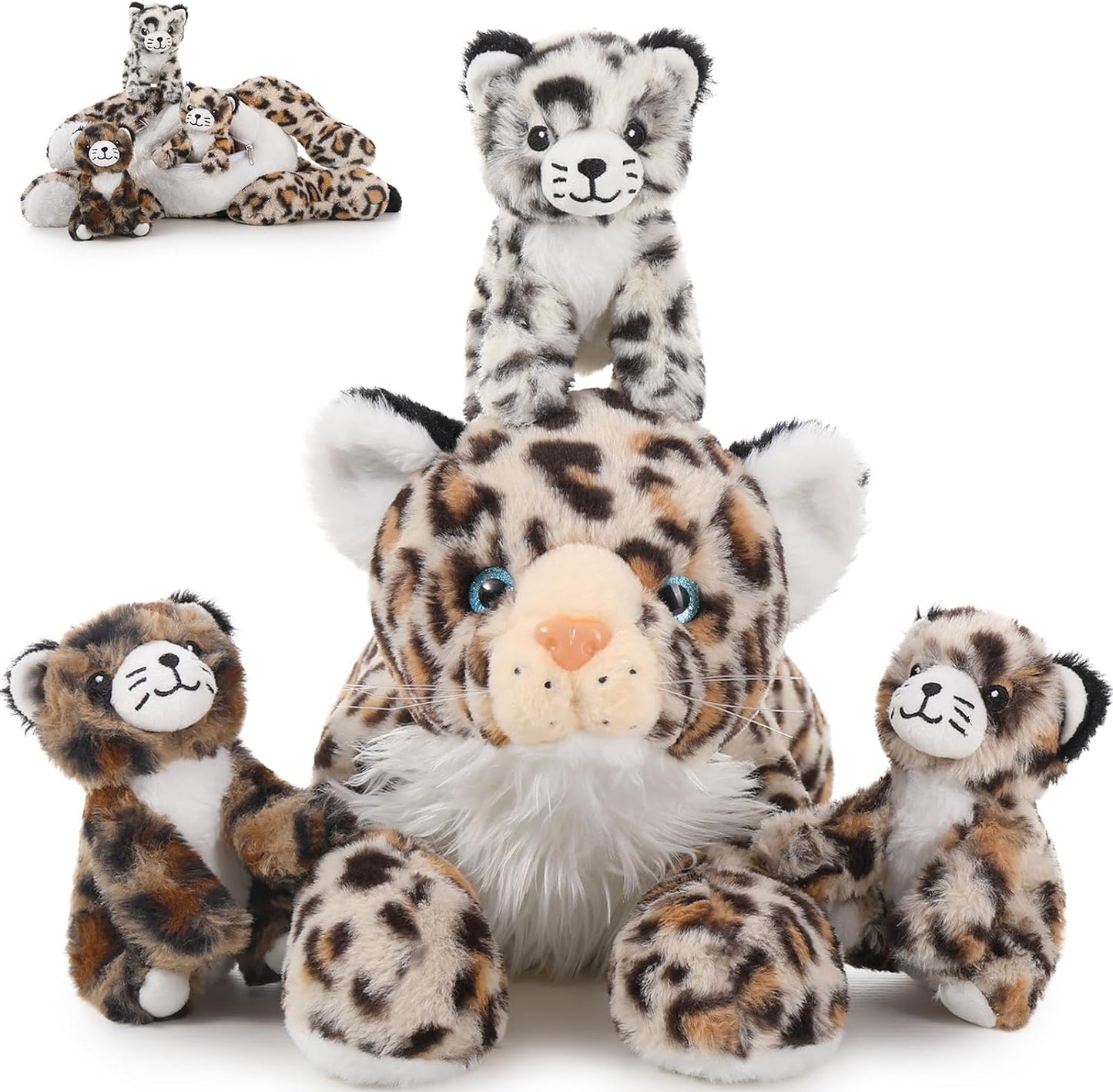 Jungle Leopard Stuffed Animals - Cheetah Plush Toys - 4 Pcs Leopard Stuffed Animals - Realistic Cheetah Plush Dolls - Jungle/Safari/Forest Cute Cartoon Plush Pillows for Kids - Christmas/Birthday Gift for Kids