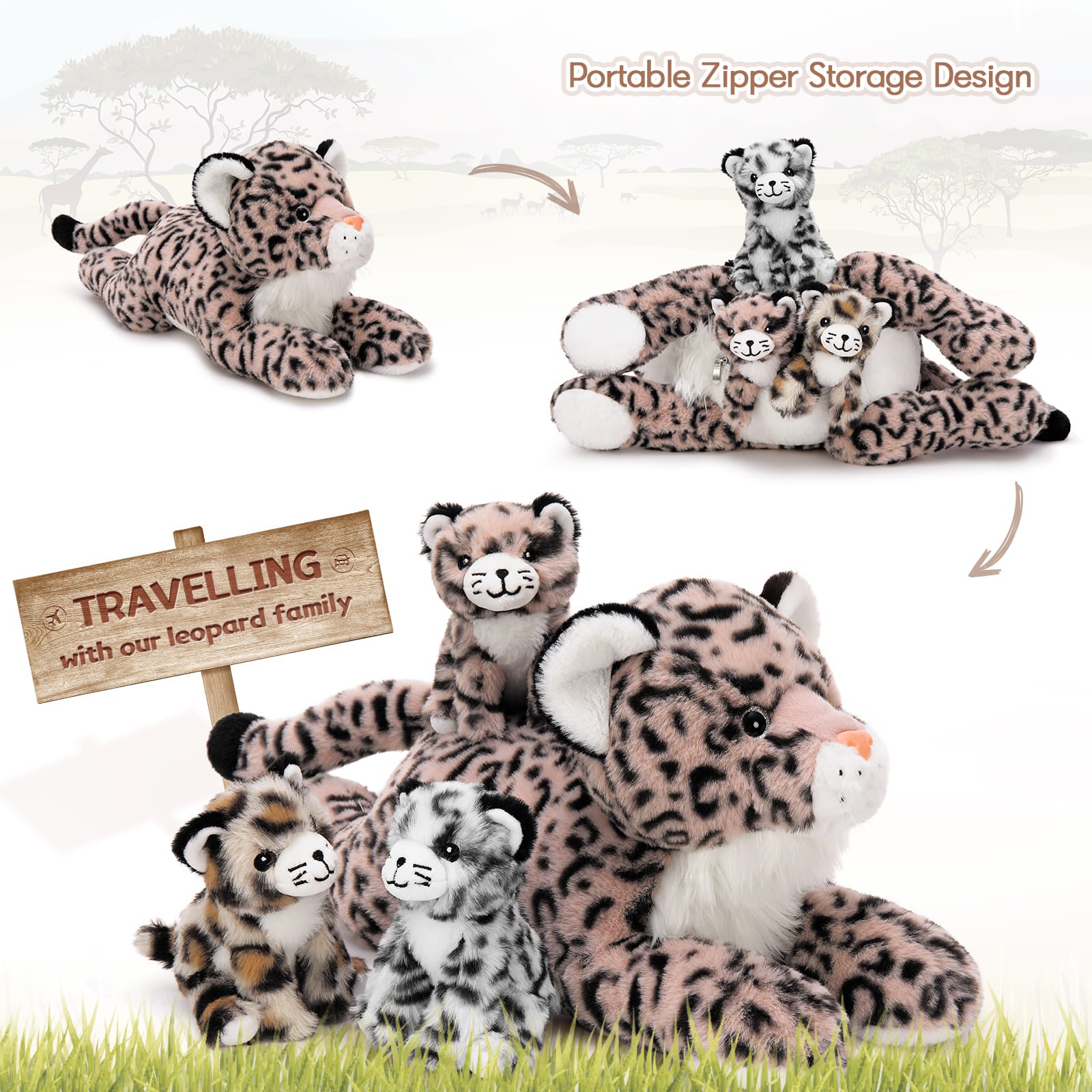 Leopard Stuffed Animal Set, 18 Inches
