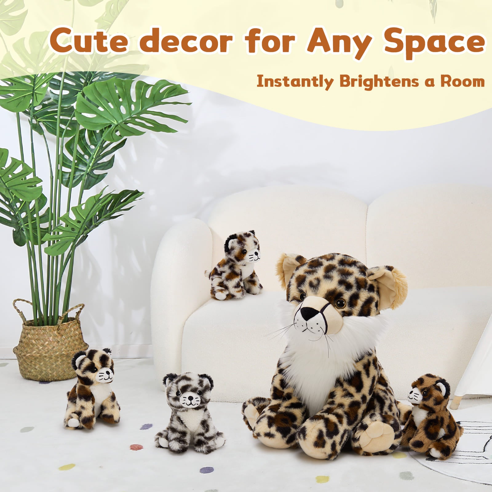 Lifelike Leopard Stuffed Animals Panther Plush Toys, 14.2 Inches