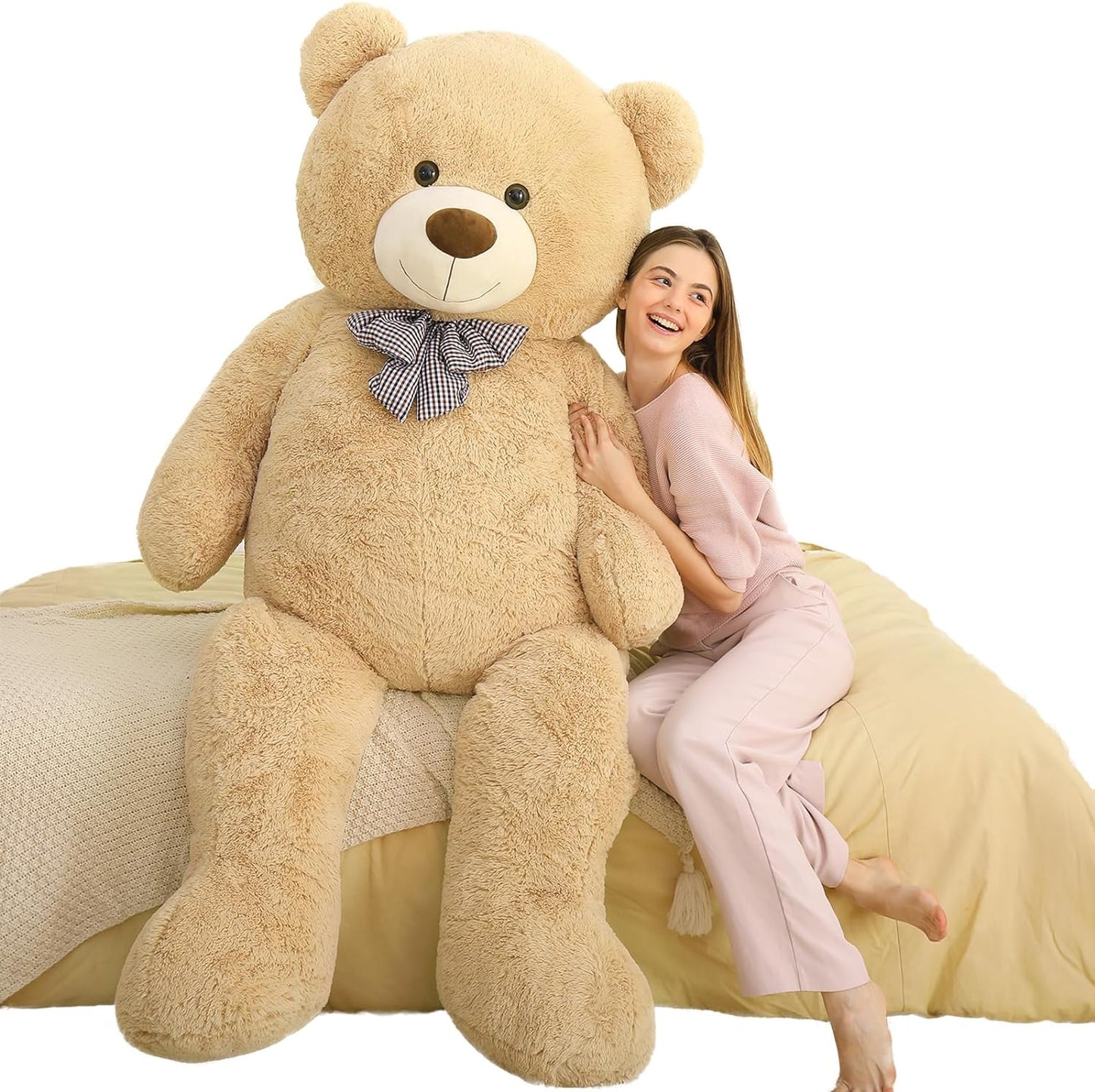 Giant 180 CM Brown Teddy Bear Plush Toys - 6 Feet Teddy Bear Stuffed Animals - Teddy Bear Plushies - Valentine's Day Gift for Girlfriend/Boyfriend - Romantic Confession/Propose Marriage Gift Ideas - Anniversary Gift for Wife/Husband - Teddy Bear Theme Baby Shower - MorisMos Stuffed Animals