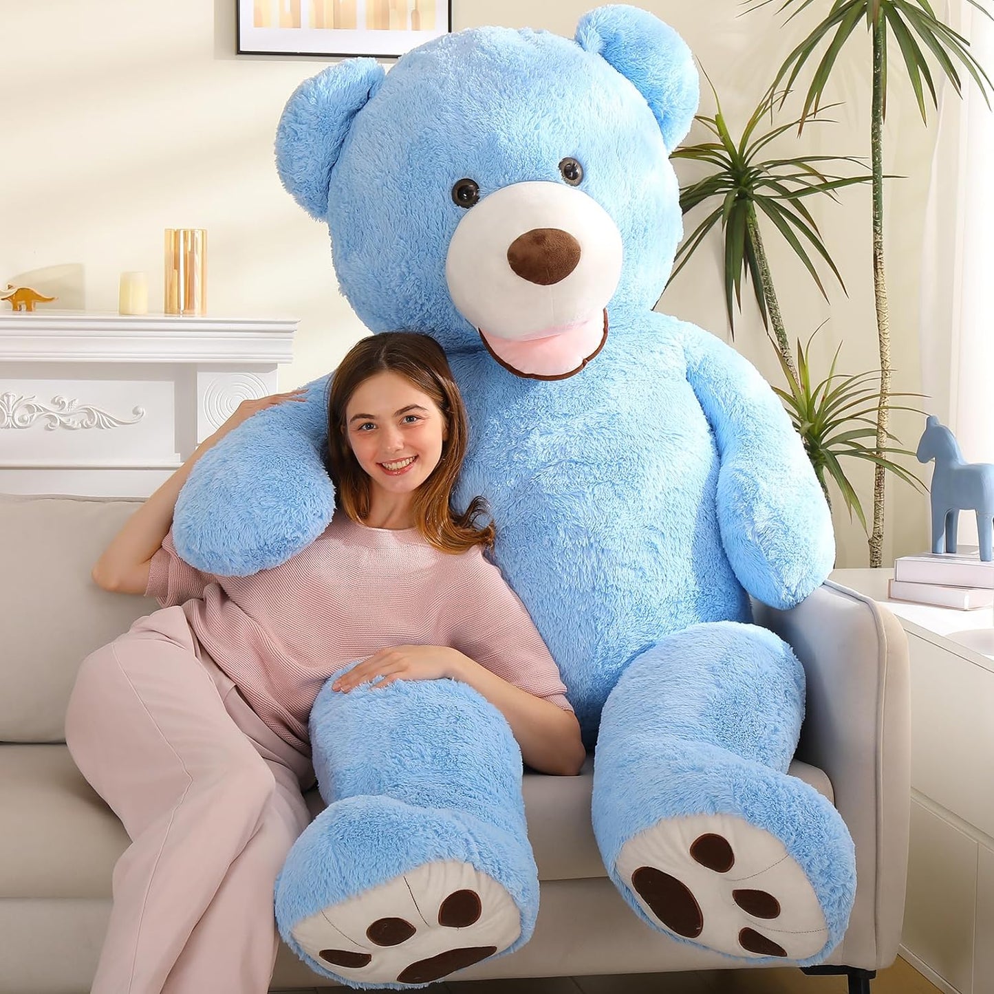 Life Size Teddy Bear Plush Toys - Jumbo Teddy Bear Stuffed Animals, 6 FT - Giant 180 CM Teddy Bear Plush Dolls - Teddy Bear Theme Baby Shower Decoration - Valentine's Day Teddy Bear Gift for Girlfriend/Boyfriend - 'We Can Bearly Wait' Baby Showe Decor Ideas