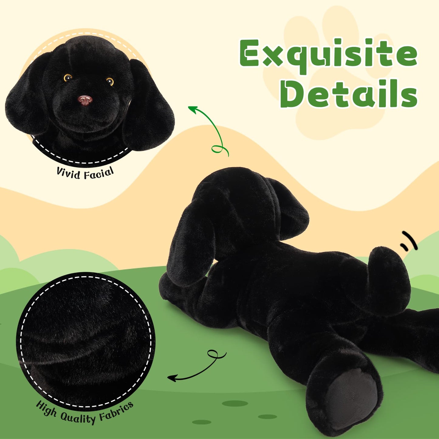 Labrador Plush Toy Dog Stuffed Animals, Black, 31.5 Inches