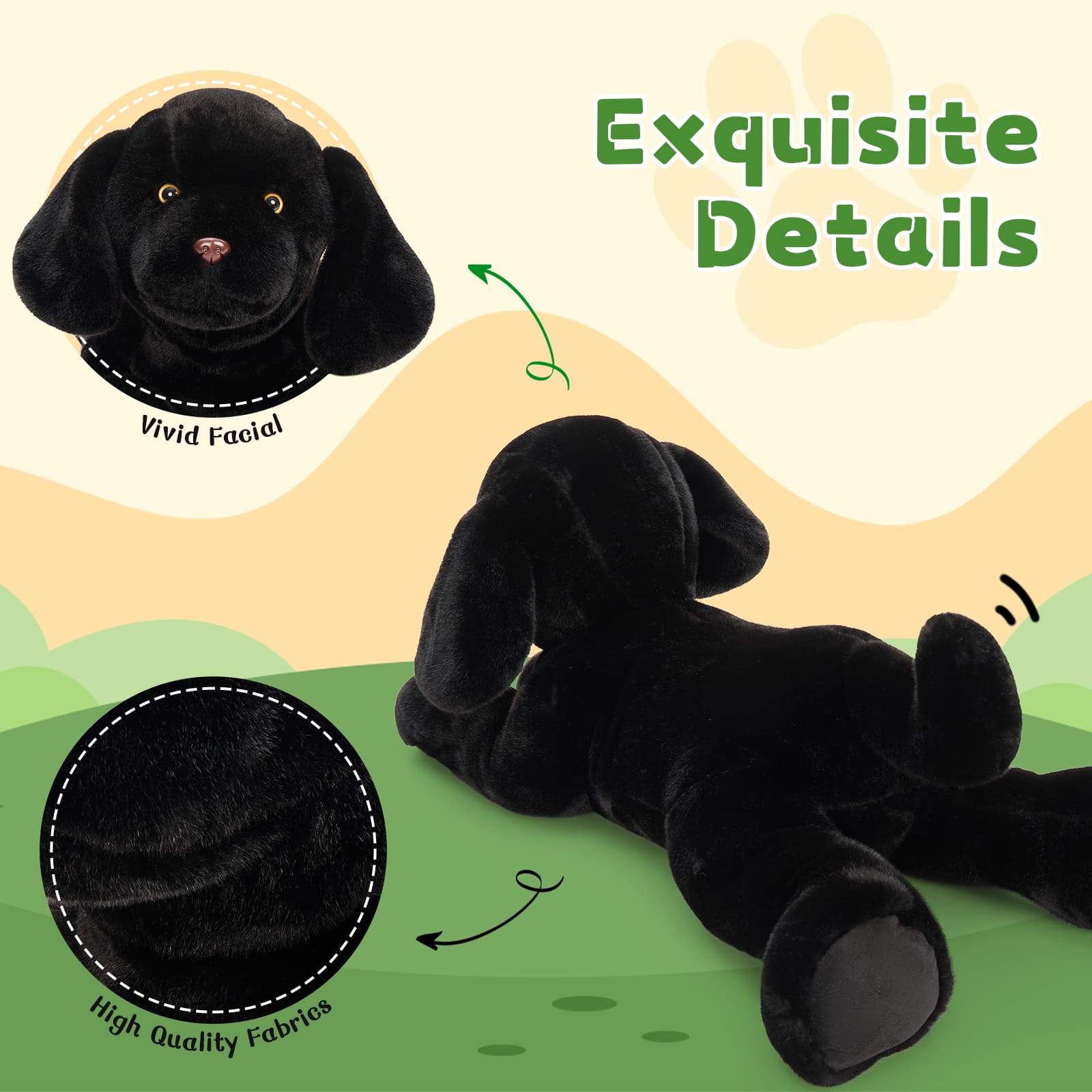 Labrador Plush Toy Dog Stuffed Animals, Black, 31.5 Inches