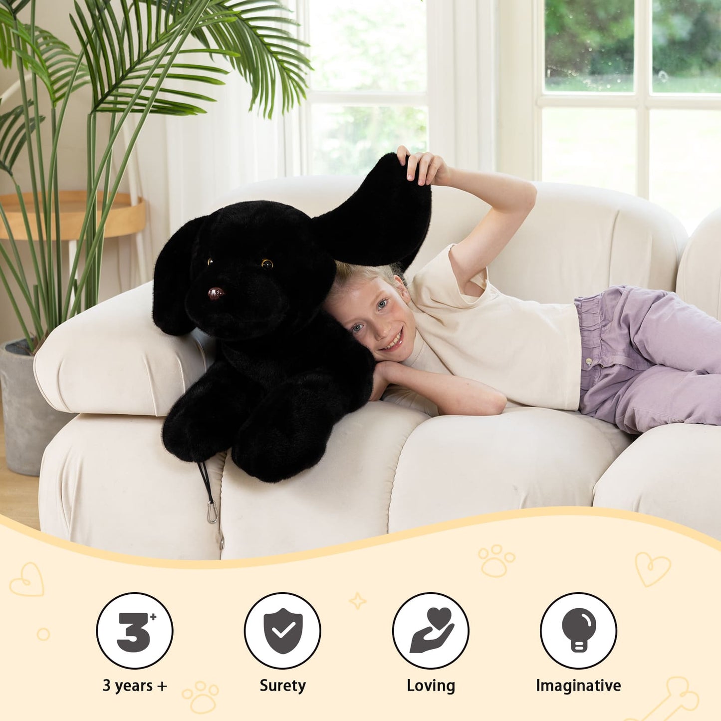 Labrador Plush Toy Dog Stuffed Animals, Black, 31.5 Inches