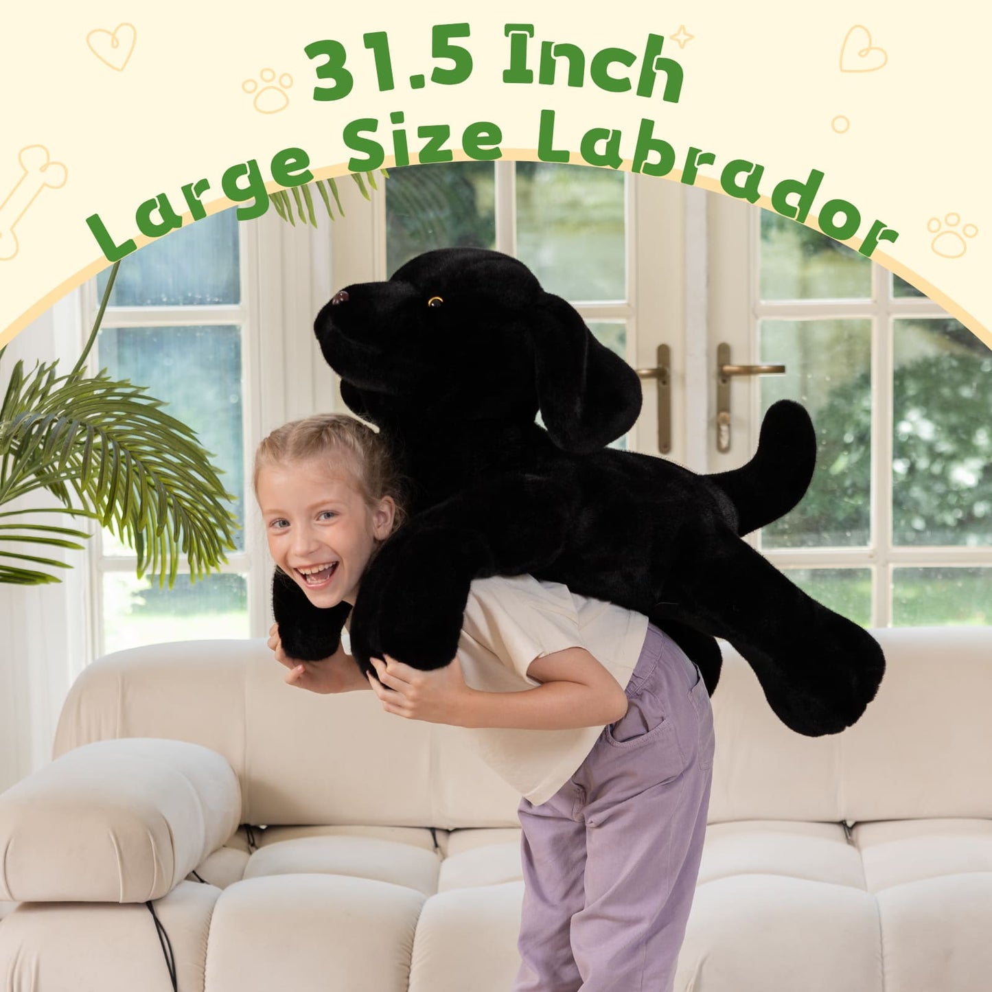 Labrador Plush Toy Dog Stuffed Animals, Black, 31.5 Inches