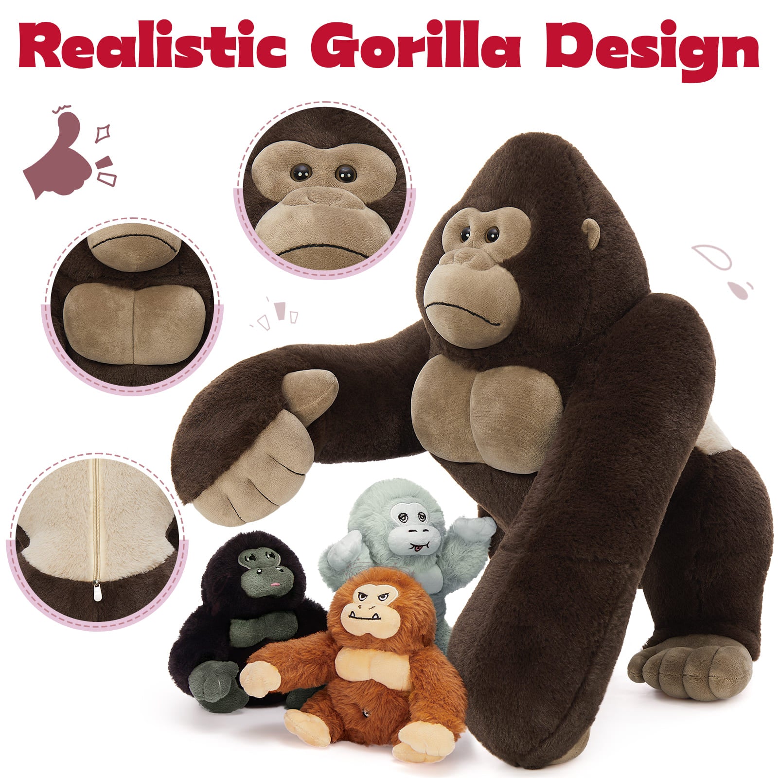 Realistic Gorilla Stuffed Animals Lifelike Chimpanzees Plush Toys Realistic Gorilla Stuffed Animals Lifelike Chimpanzees Plush Toys