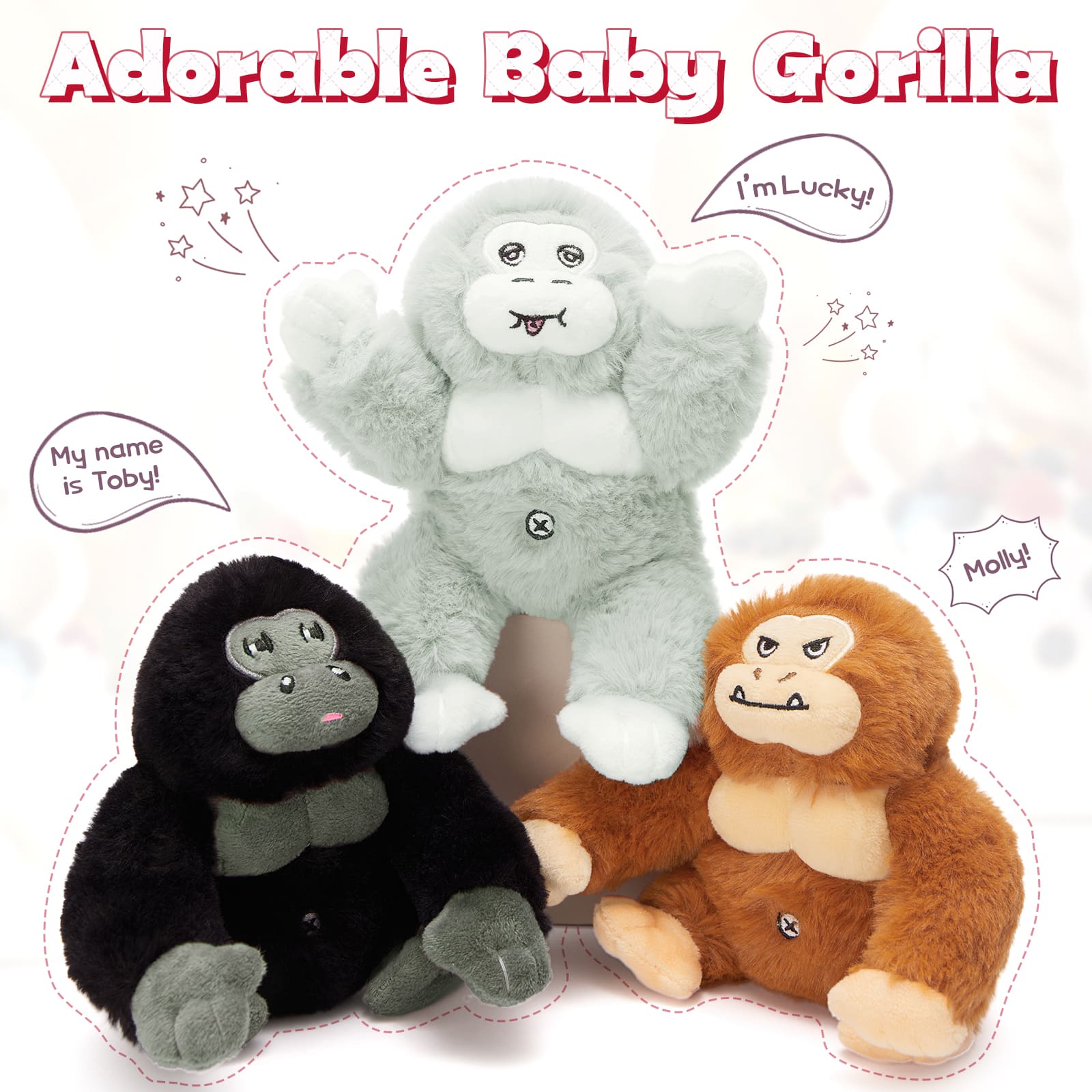 Gorilla Stuffed Animals Chimpanzees Plush Toys, 19.6 Inches
