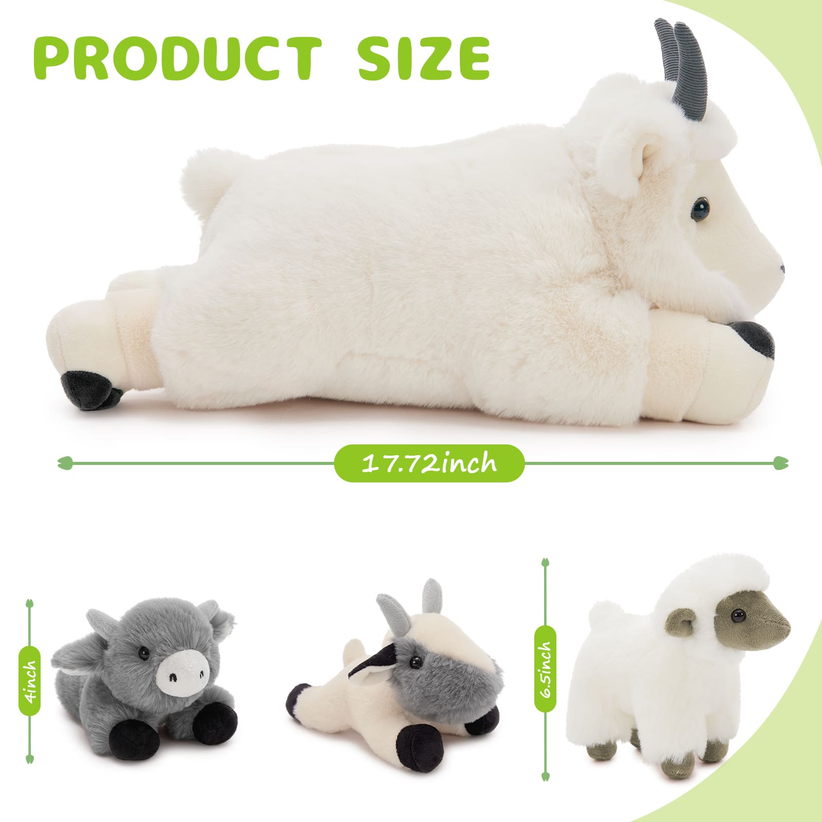 Goat Stuffed Animals Farm Plush Toys, Beige, 17.72 Inches