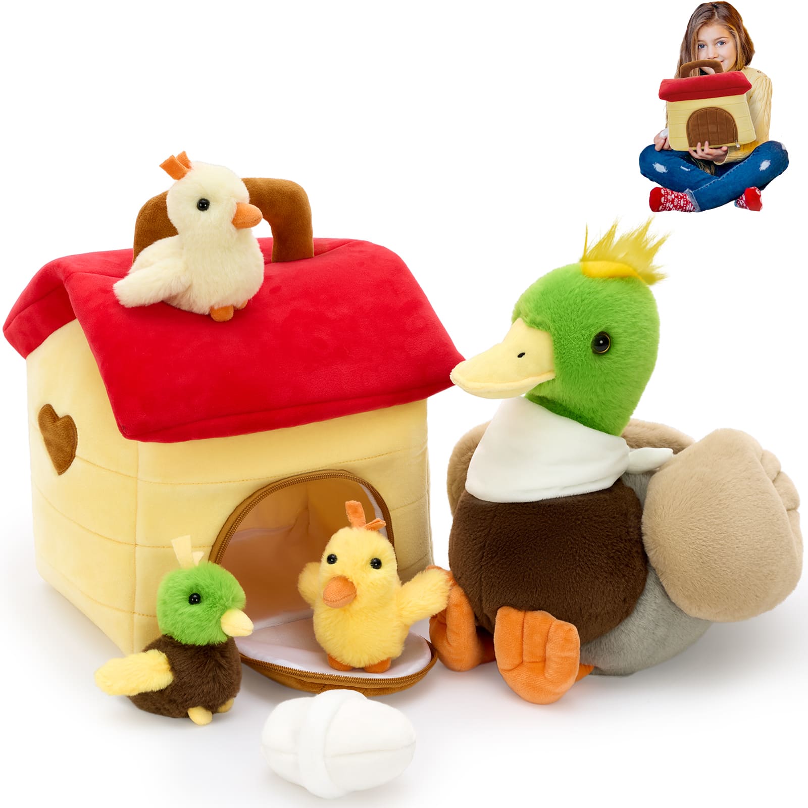 6 Pcs Mallard Stuffed Animals Duck Plush Toys, 13.5 Inches