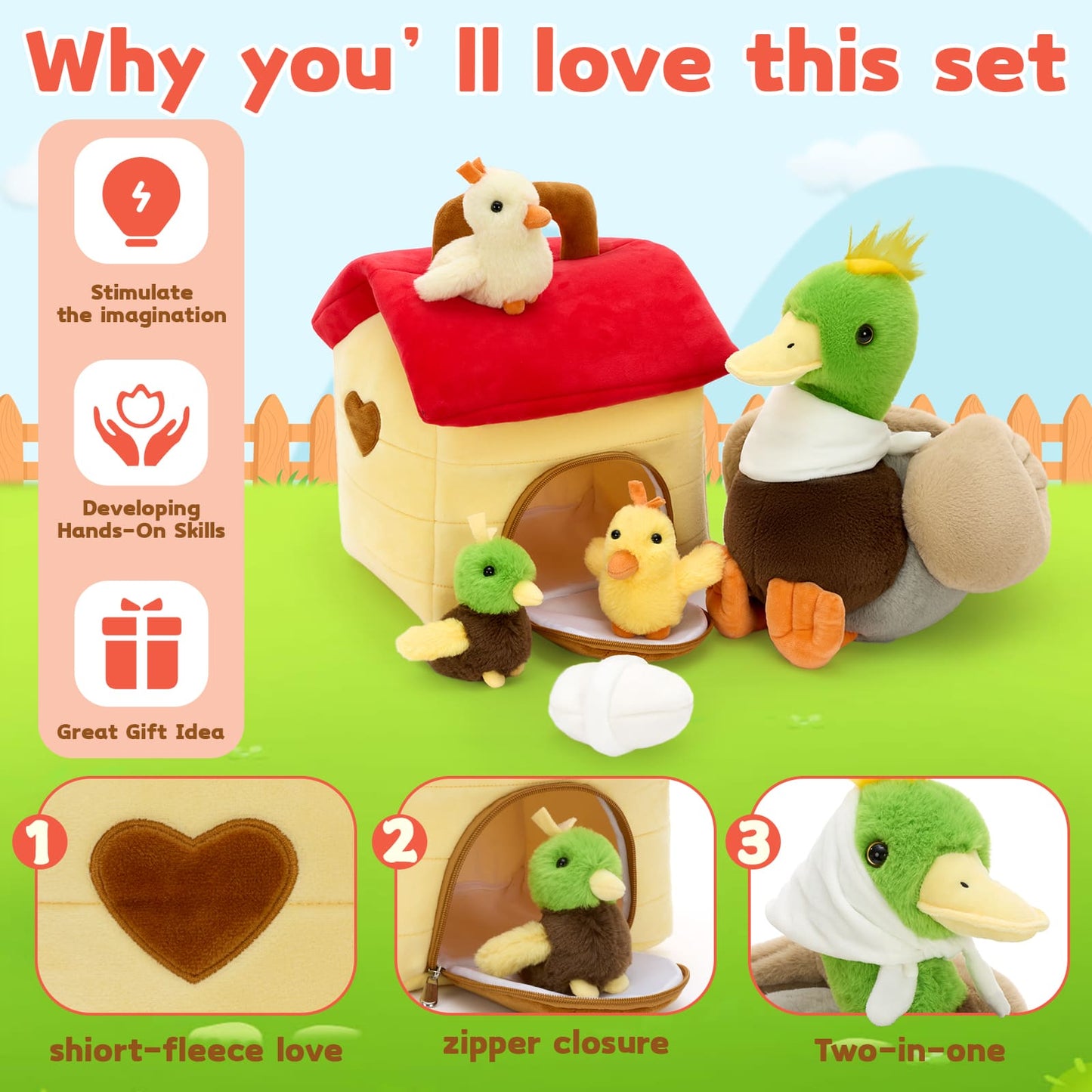 6 Pcs Mallard Stuffed Animals Duck Plush Toys, 13.5 Inches