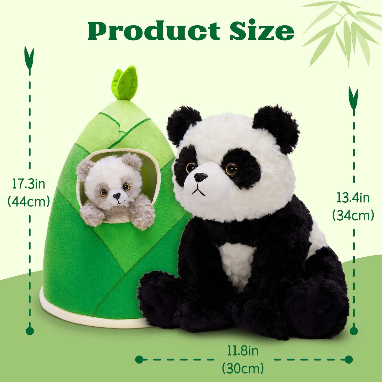 Panda Stuffed Animals Bamboo Shoot Plush Toys, 17.3 Inches