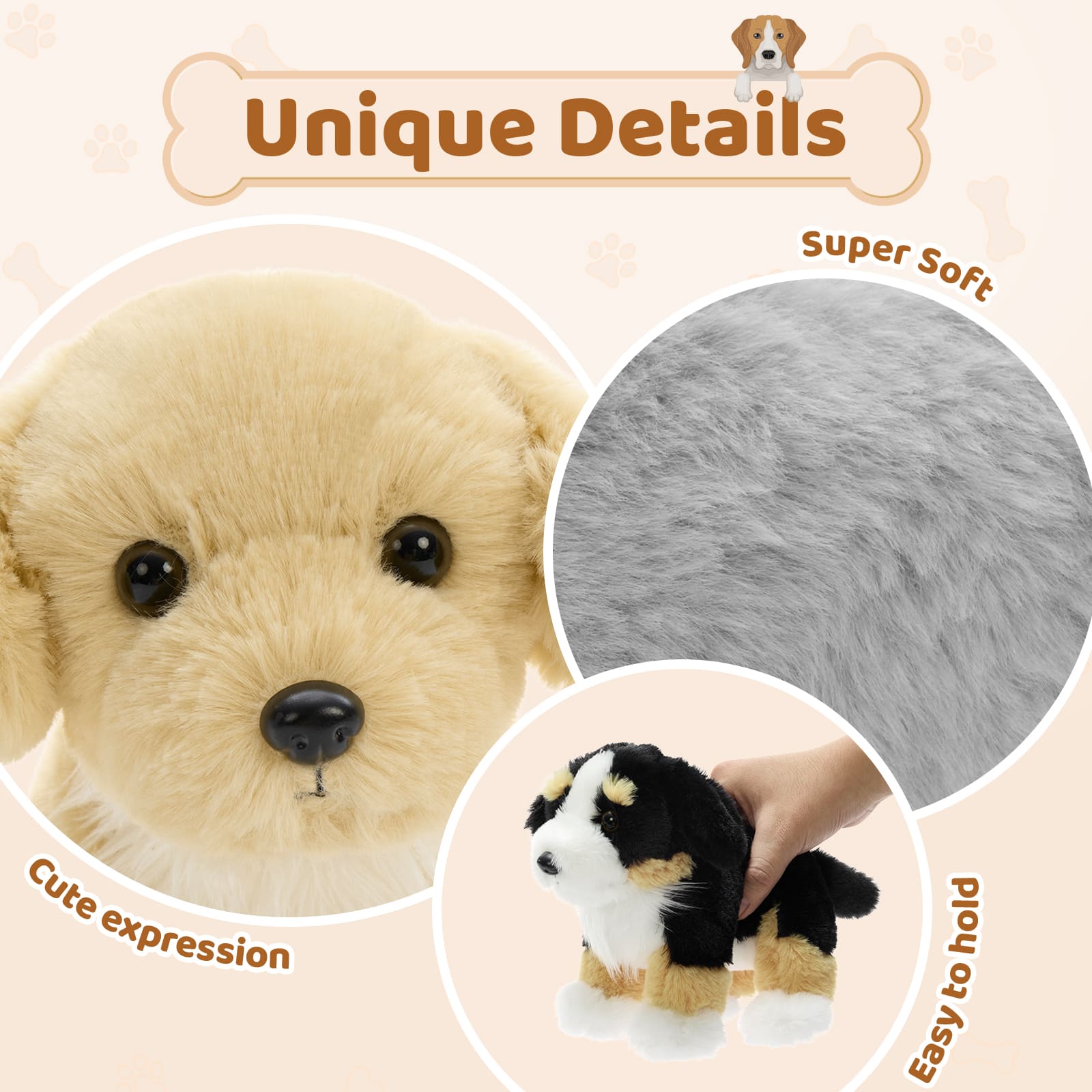 6 Pcs Dog Stuffed Animals Puppy Plush Toys, 10 Inches
