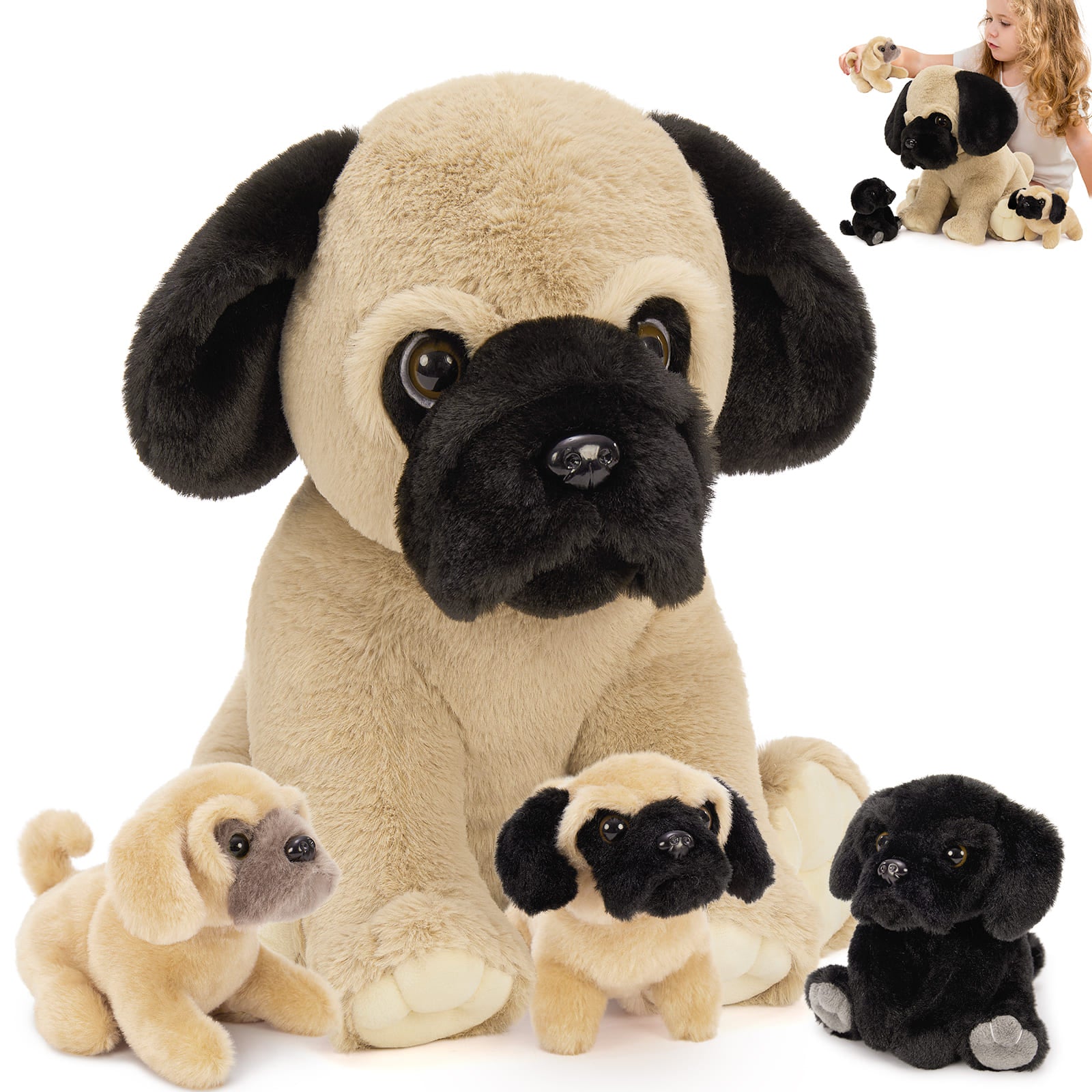 Realistic Pug Stuffed Animals Dog Plush Toys, 13.78 Inches