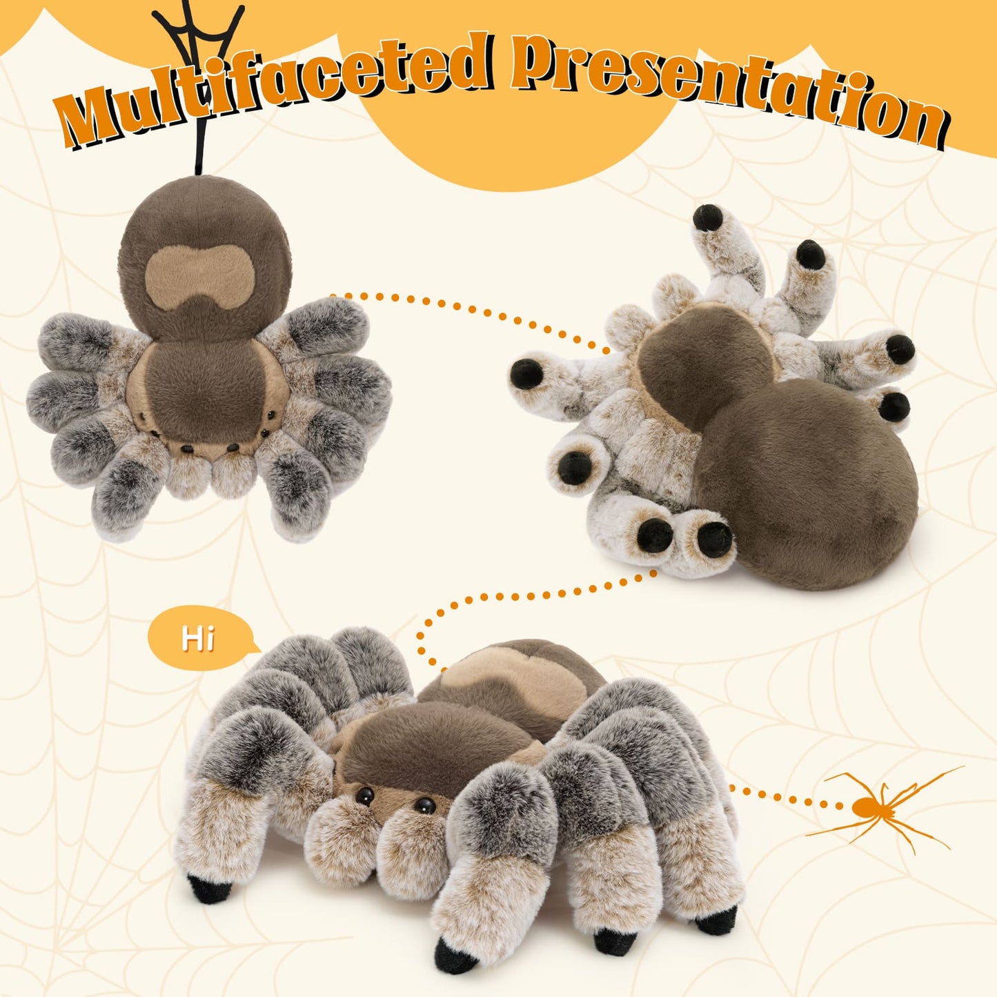 Large Realistic Spider Plush Toy 17.7" Stuffed Tarantula Toy