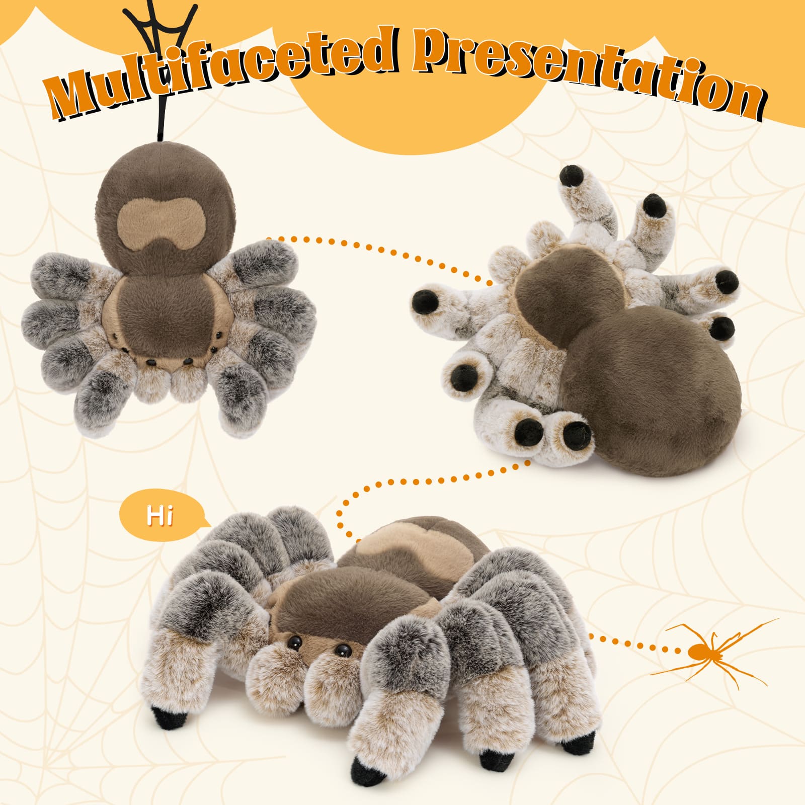 Large Realistic Spider Plush Toy 17.7" Stuffed Tarantula Toy