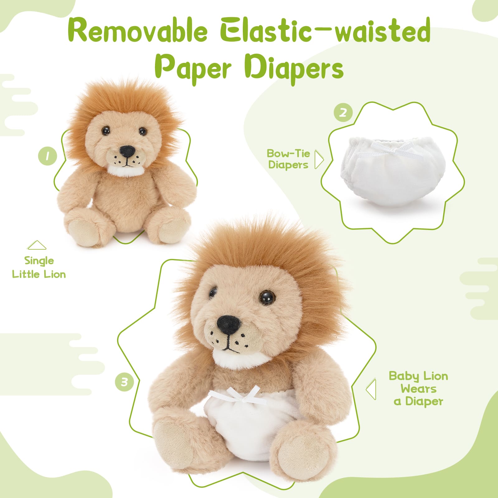 Lion Stuffed Animals Jungle Safari Plush Toys, 13.7 Inches