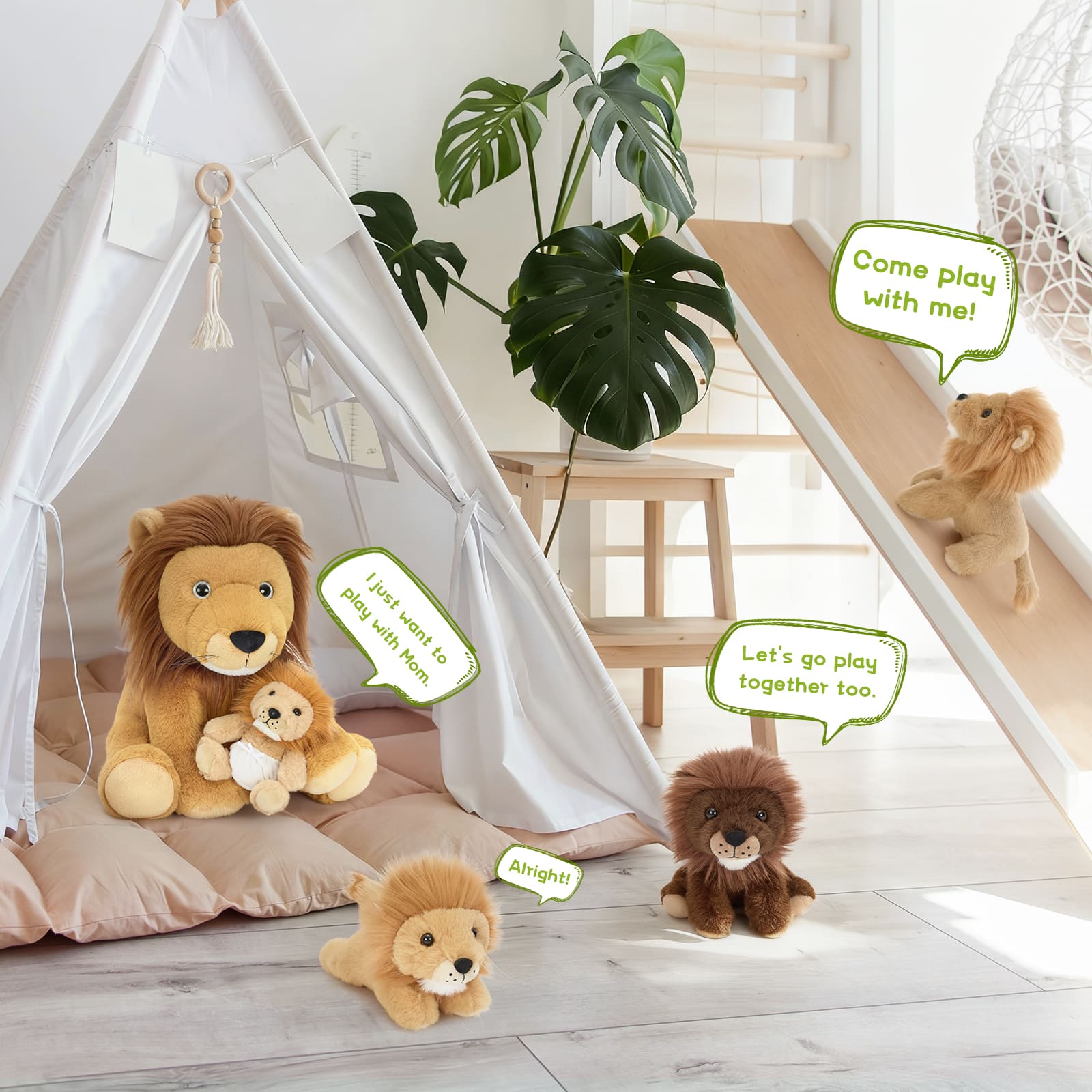 Lion Stuffed Animals Jungle Safari Plush Toys, 13.7 Inches