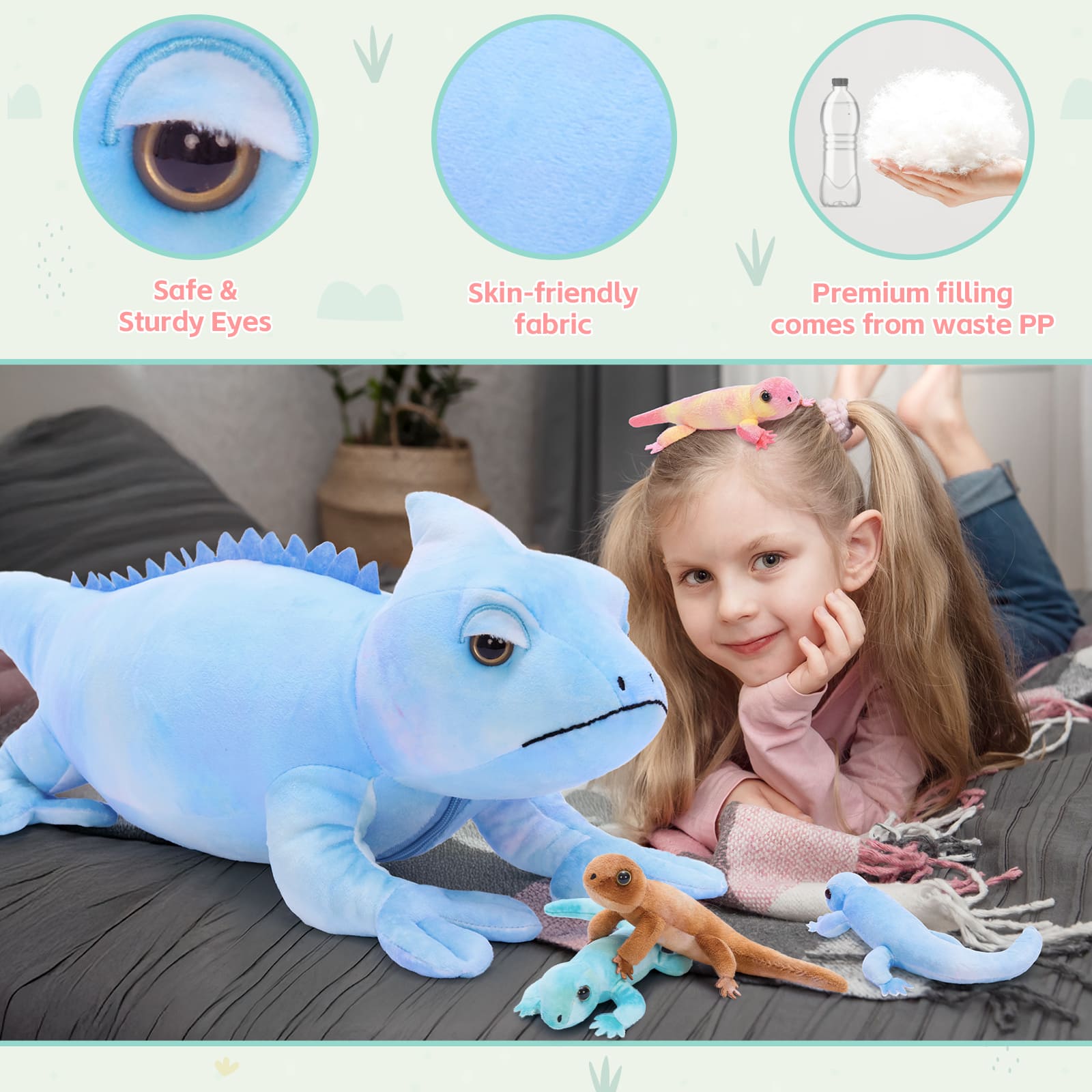 Realistic Lizard Stuffed Animals Reptile Plush Toys, 26.8 Inches
