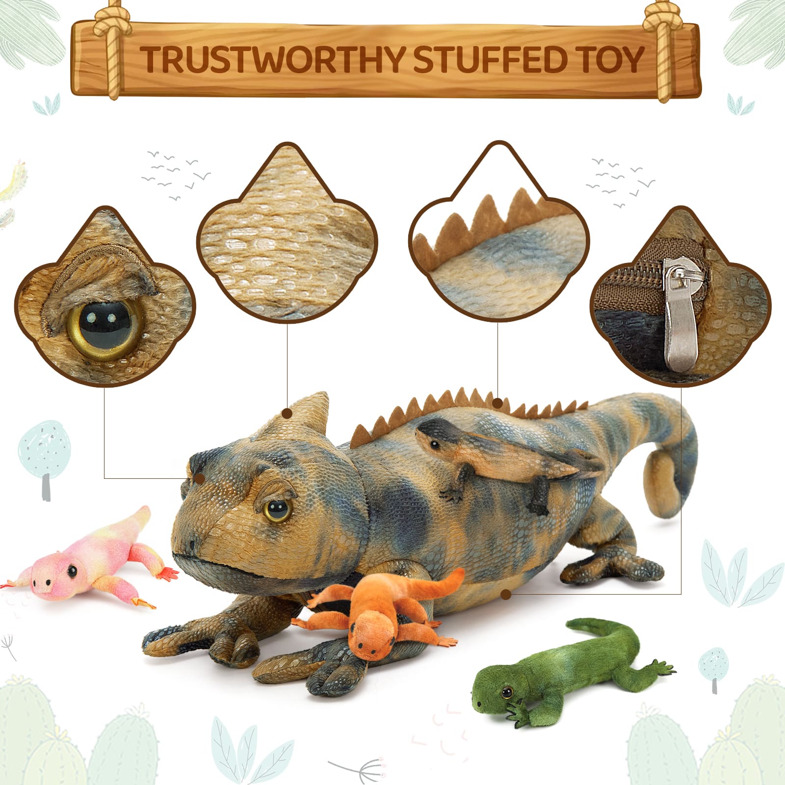 Realistic Lizard Stuffed Animals Reptile Plush Toys, 26.8 Inches