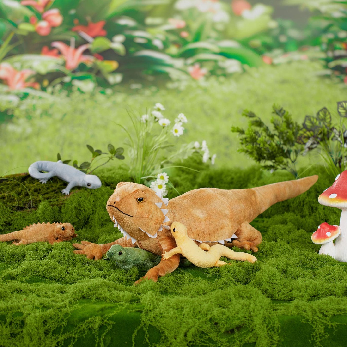 One Big Lizard Mom With Four Lizard Baby Plush Toy Set