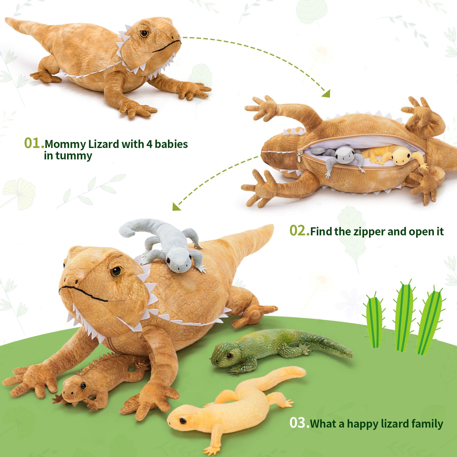 Lifelike Lizard Stuffed Animals Reptile Plush Toys, 27.56 Inches