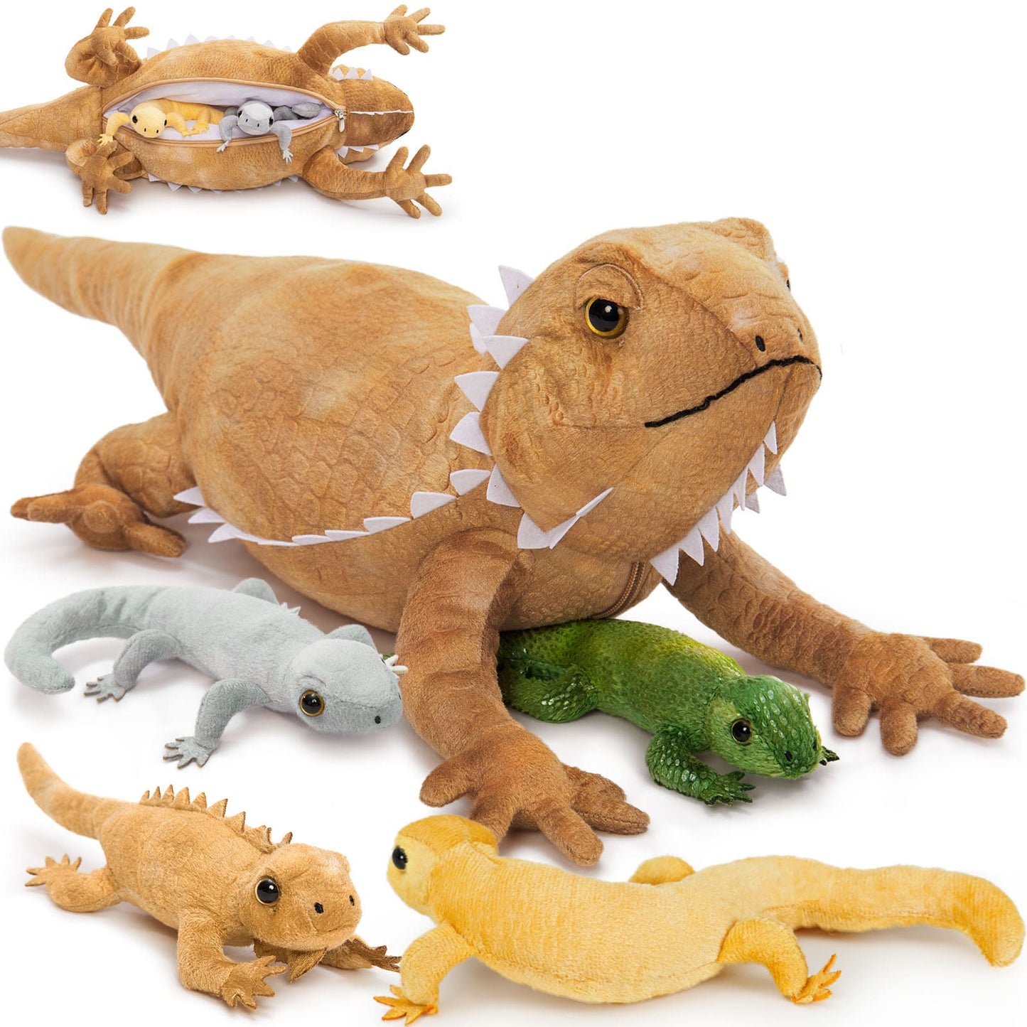 One Big Lizard Mom With Four Lizard Baby Plush Toy Set