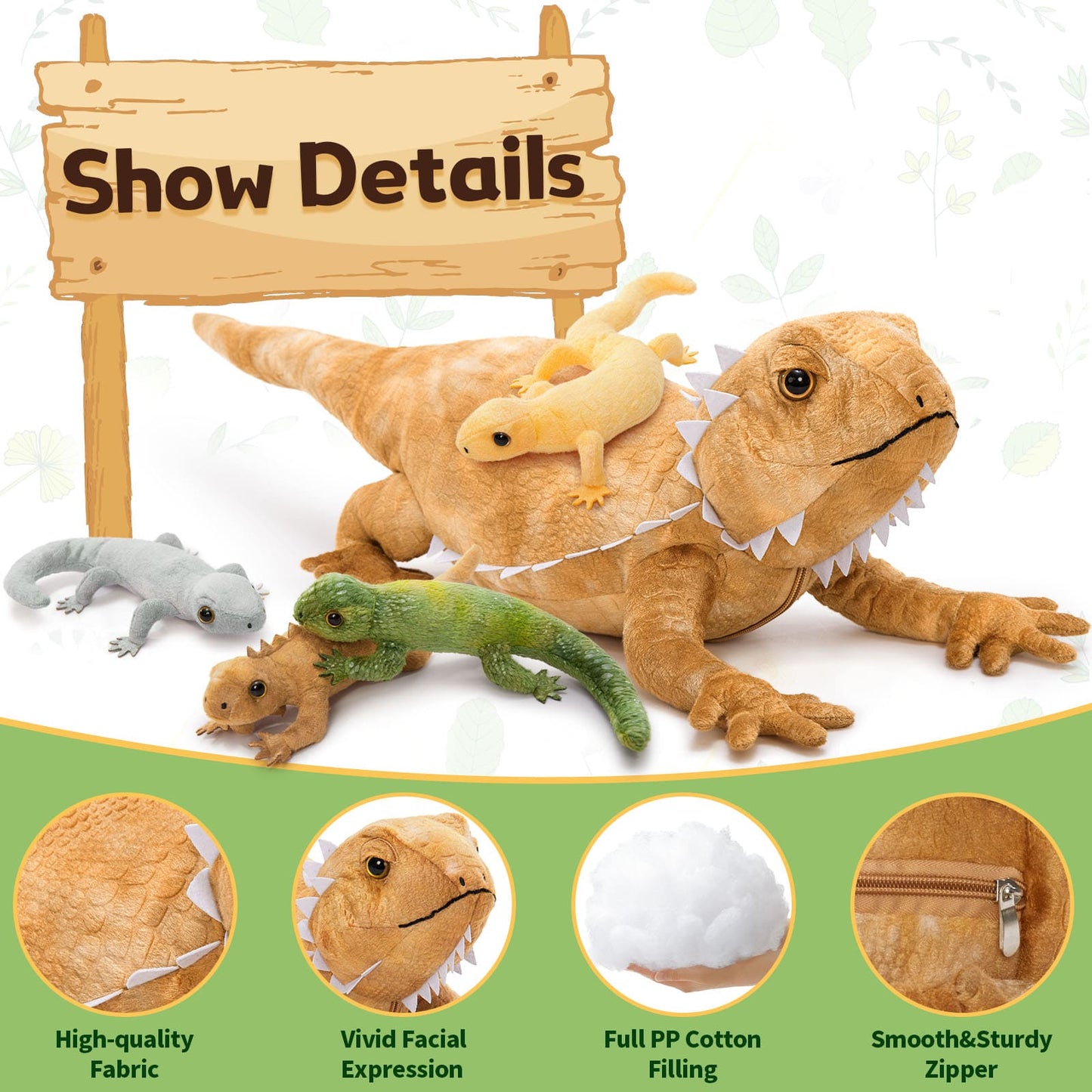 One Big Lizard Mom With Four Lizard Baby Plush Toy Set