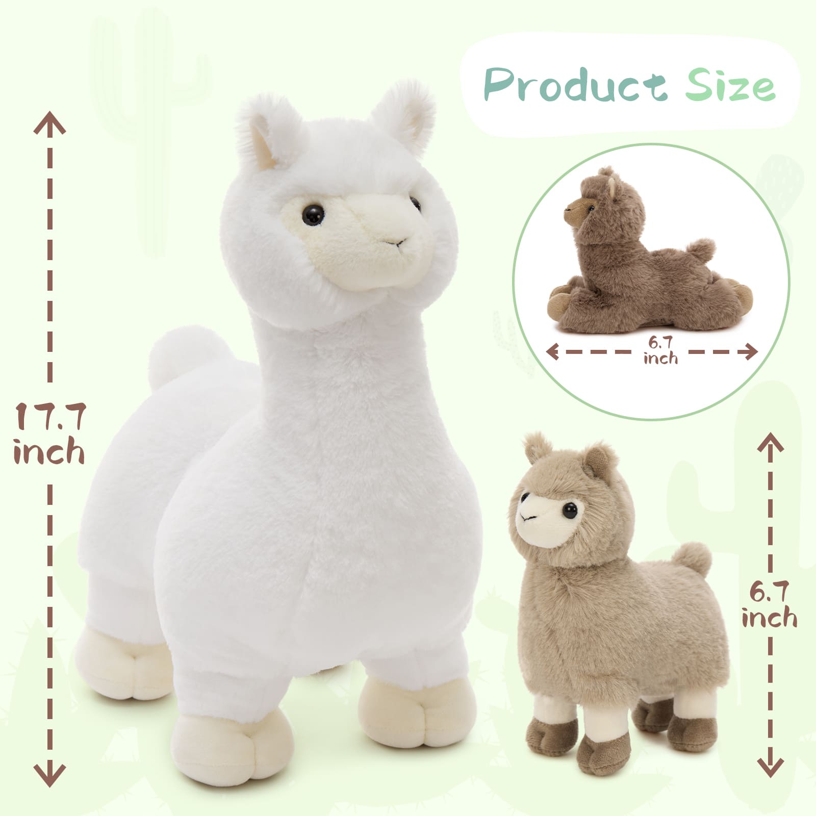 Llama Stuffed Animal Alpaca Plush Toys, White, 17.7 Inches