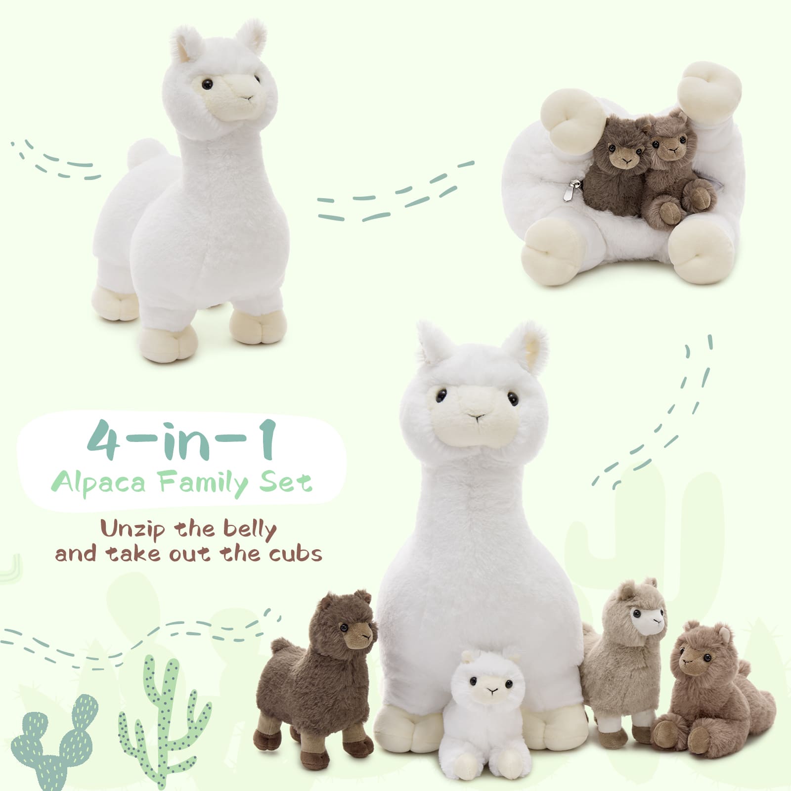 Llama Stuffed Animal Alpaca Plush Toys, White, 17.7 Inches