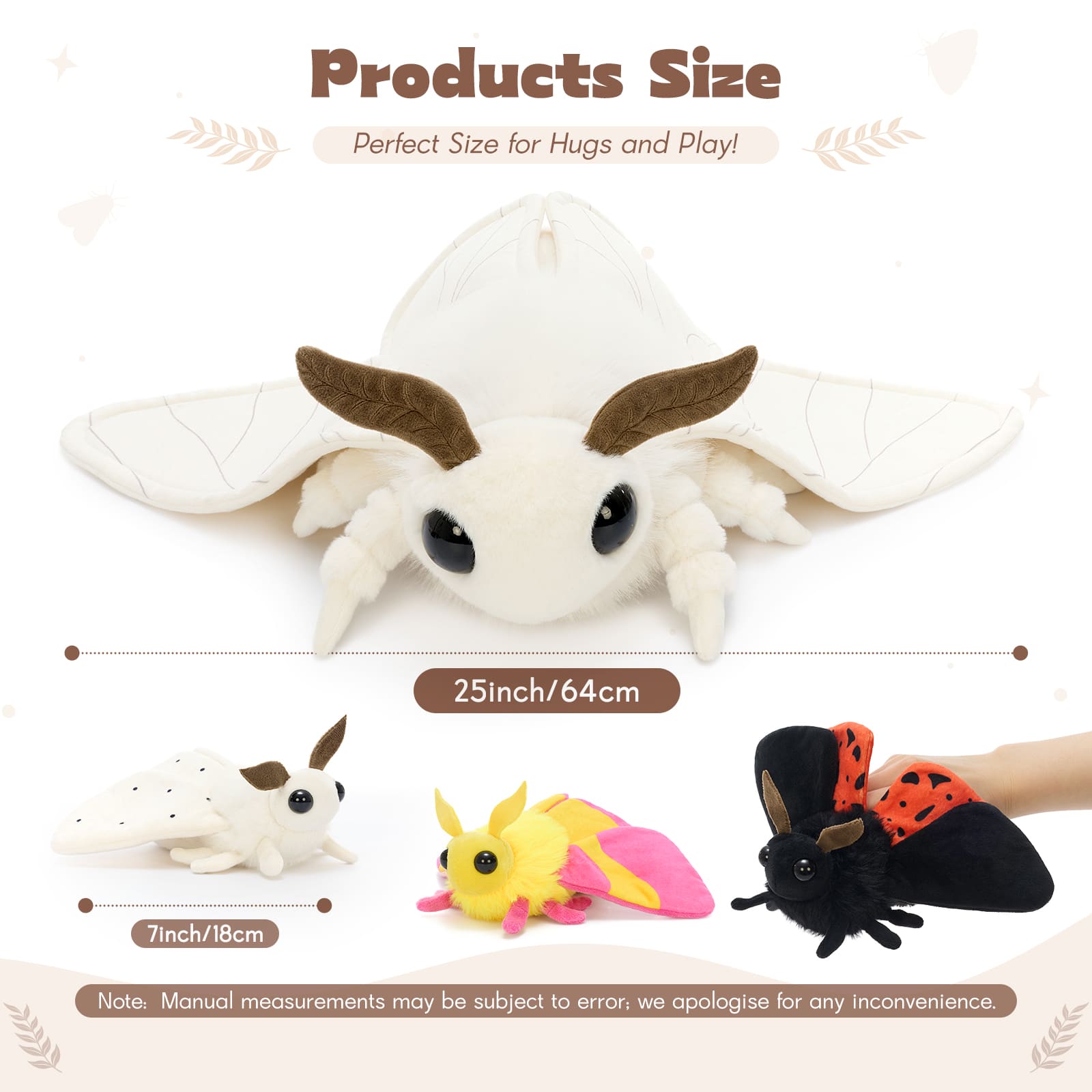 Giant Luna Moth Plush Toy Set with Removable Baby Moths