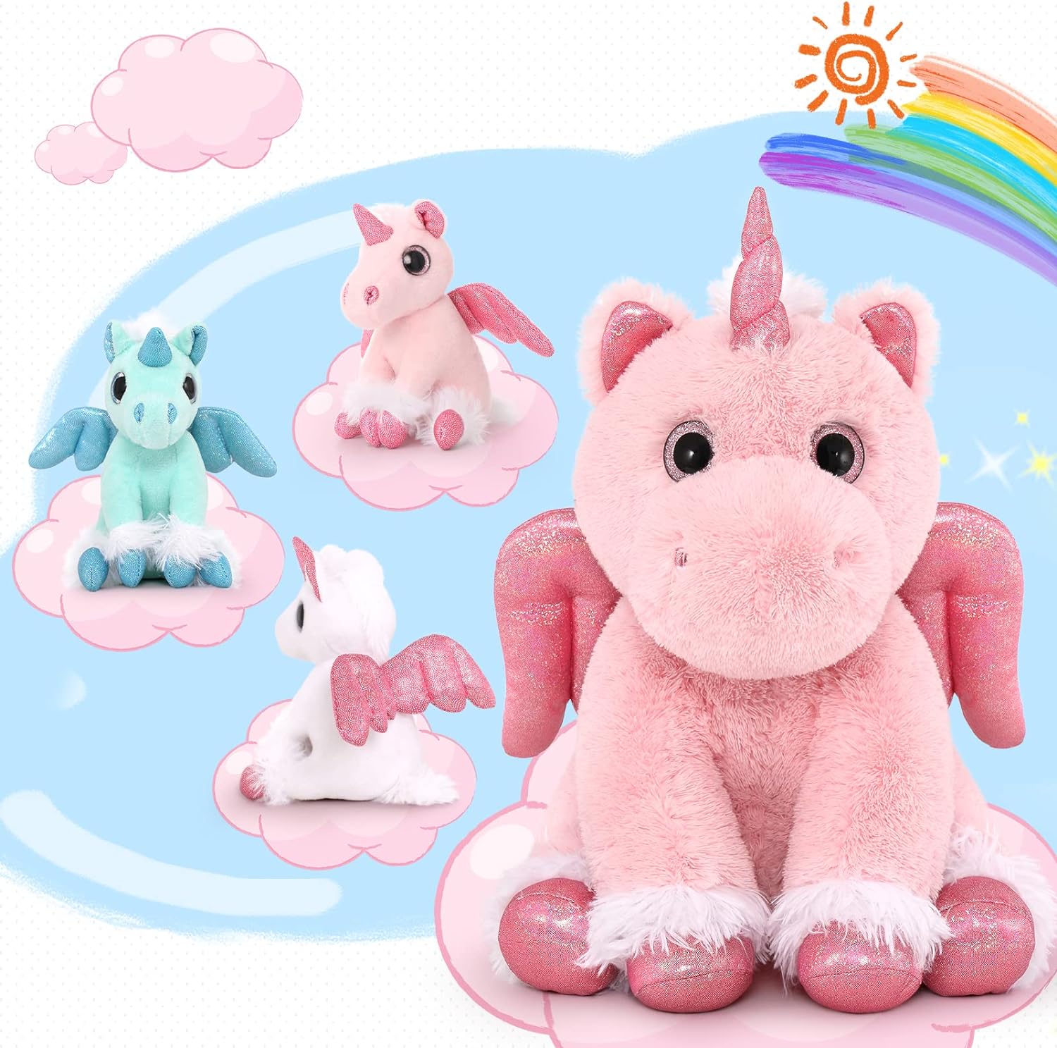Ensemble de jouets en peluche licorne magique, rose, 19,7 pouces