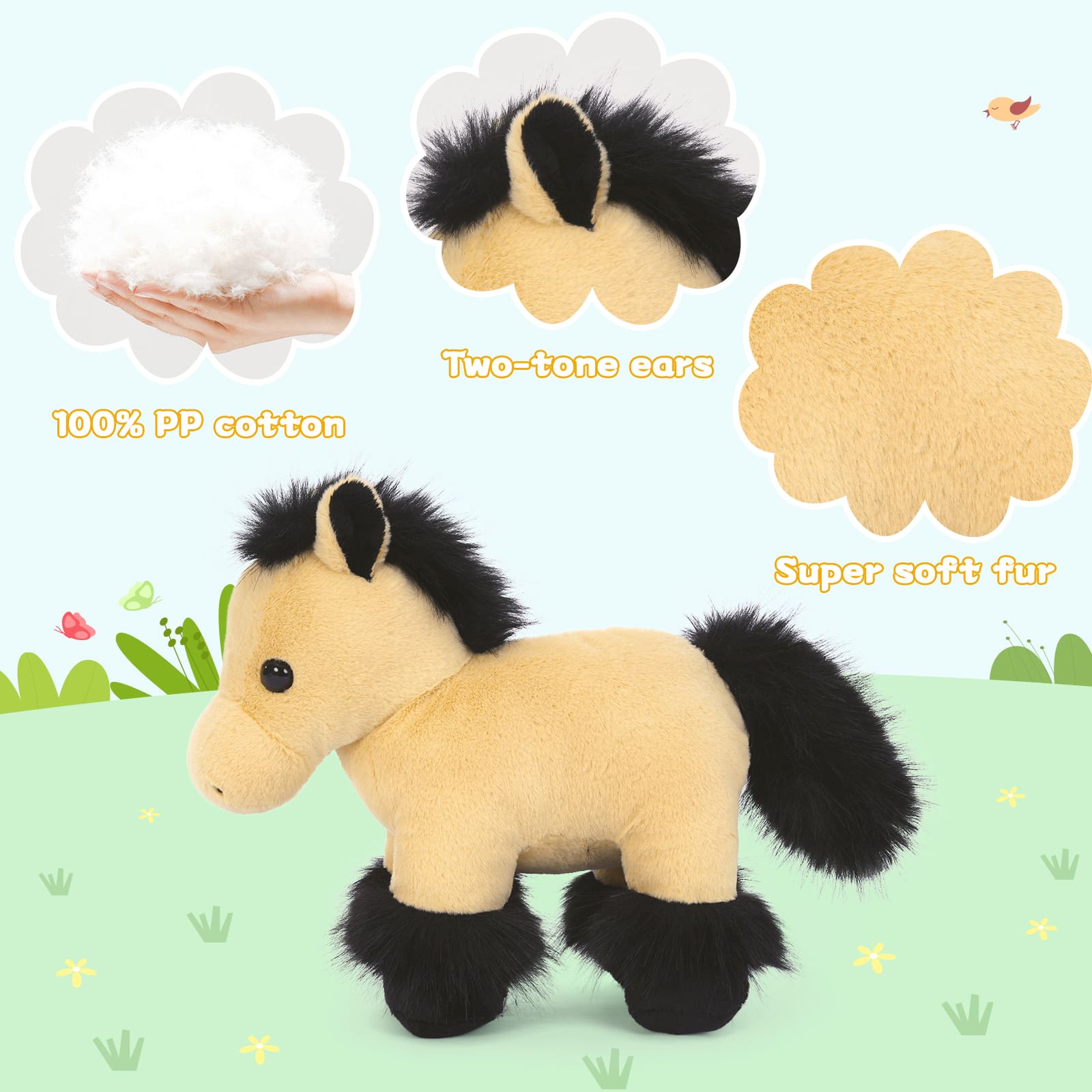 4 Pcs Bulk Horse Stuffed Animals Pony Plush Toys, 10.2 Inches