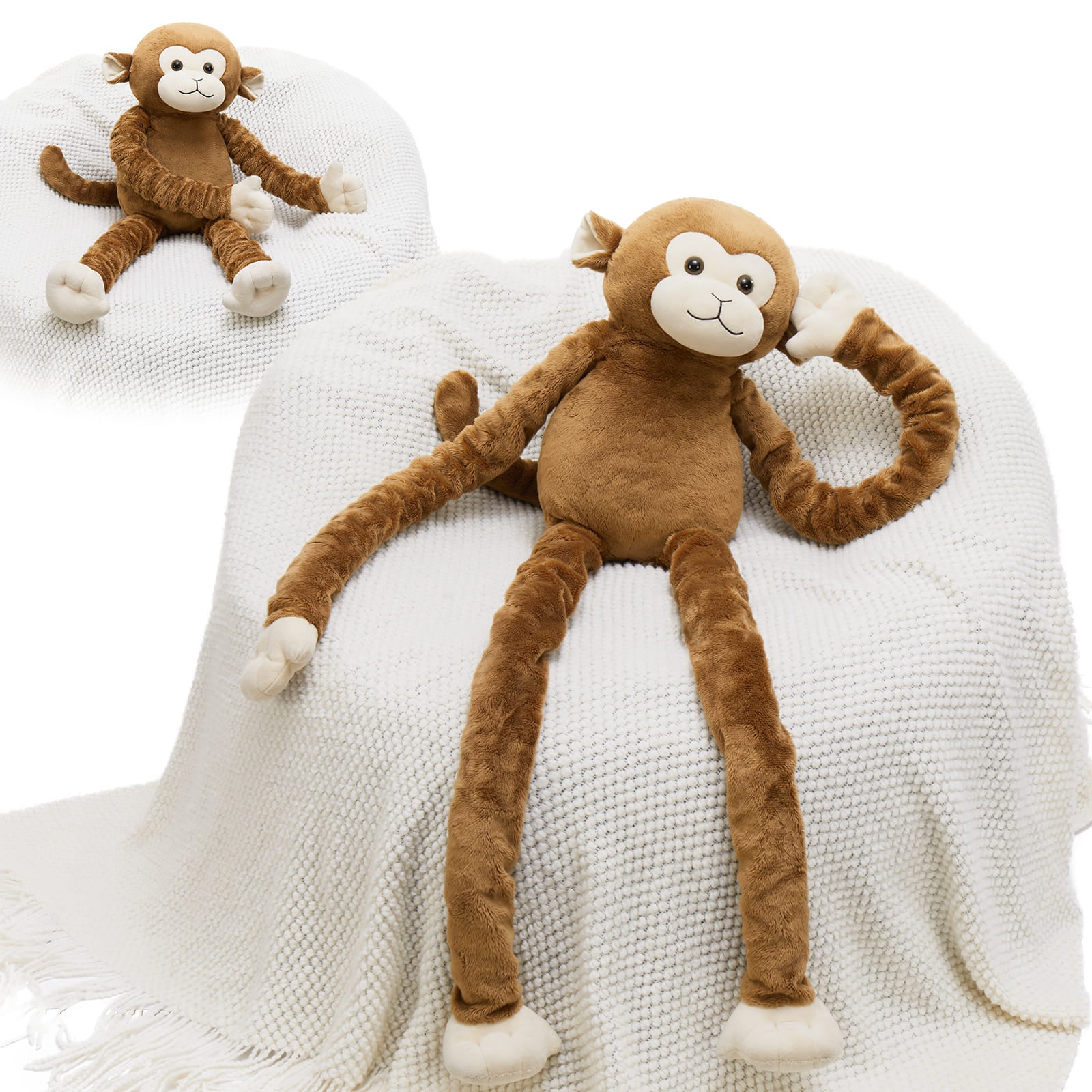 Stretchable Weighted Monkey Plush Toy, 23.6 ~ 35.4 Inches