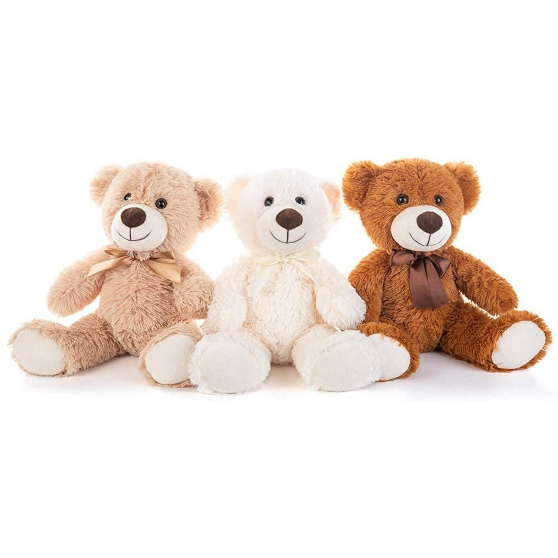 Paquet de 3 oursons en peluche, beige/marron clair/marron foncé, 13,8''