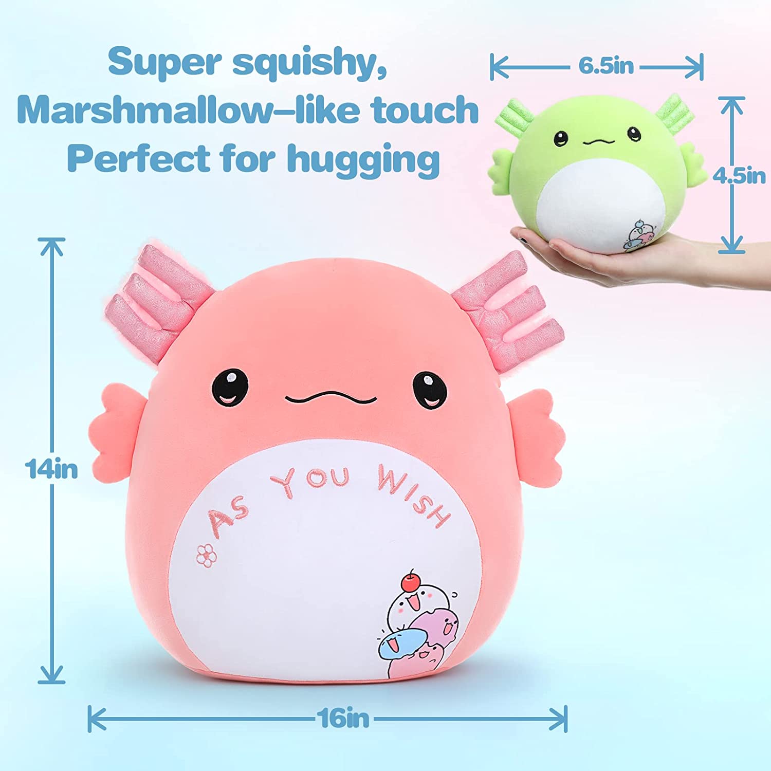 Axolotl-Plüschtier mit drei Axolotl-Babys, 16 Zoll
