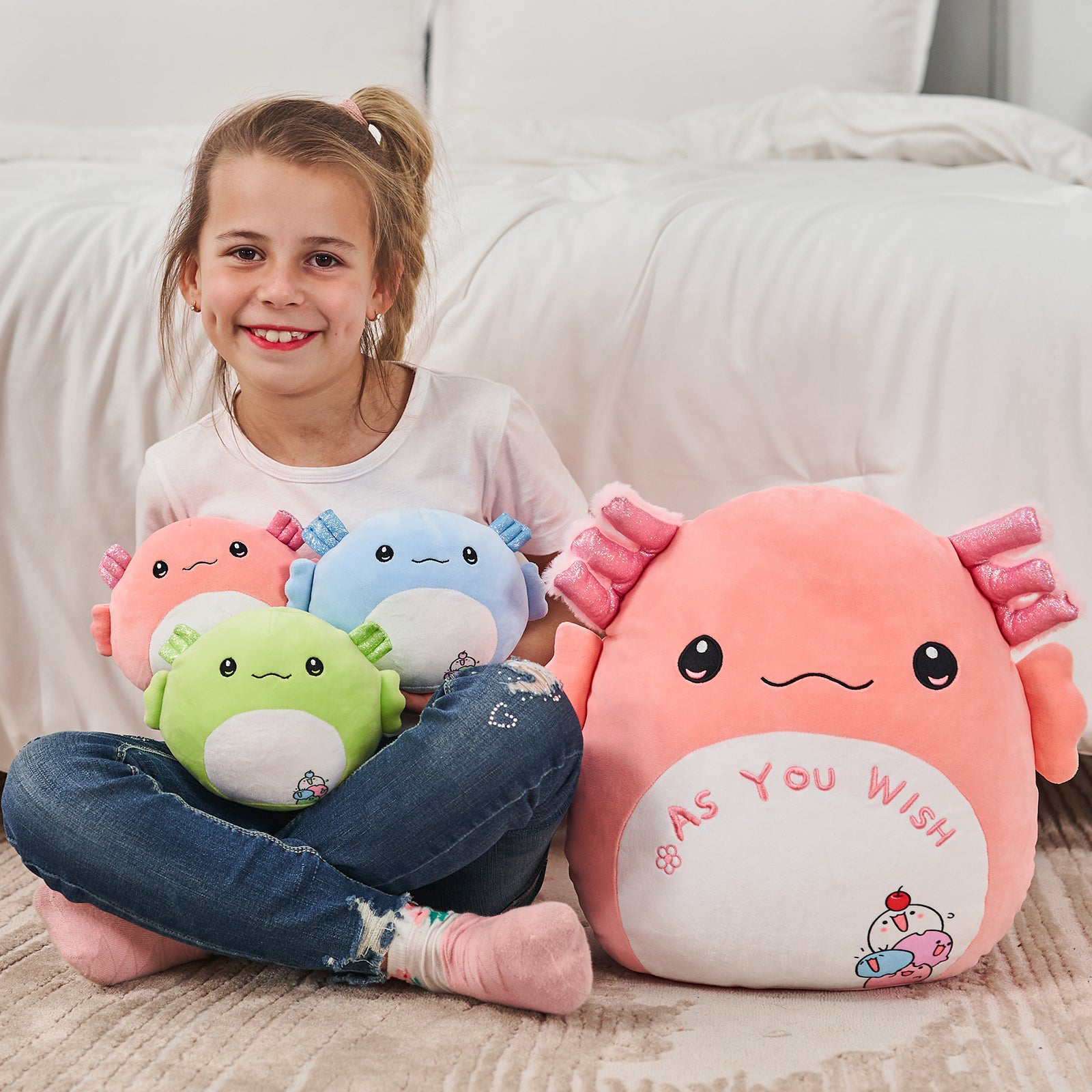 Axolotl-Plüschtier mit drei Axolotl-Babys, 16 Zoll