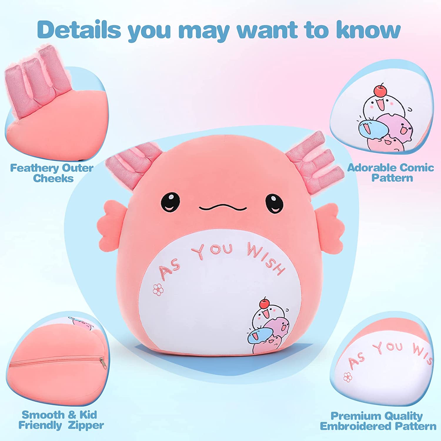 Axolotl-Plüschtier mit drei Axolotl-Babys, 16 Zoll