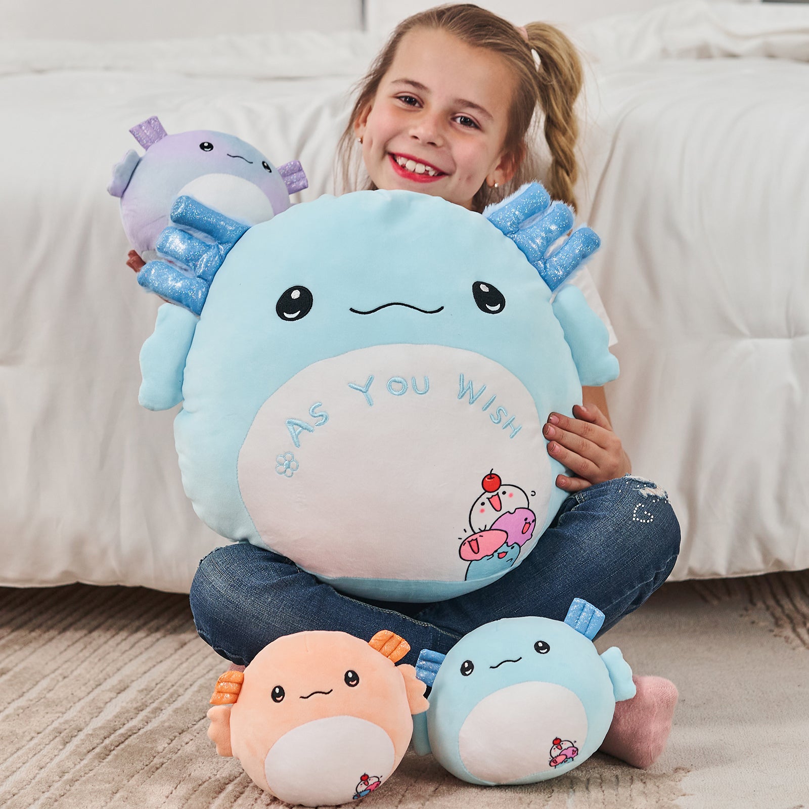 Axolotl-Plüschtier mit drei Axolotl-Babys, 16 Zoll