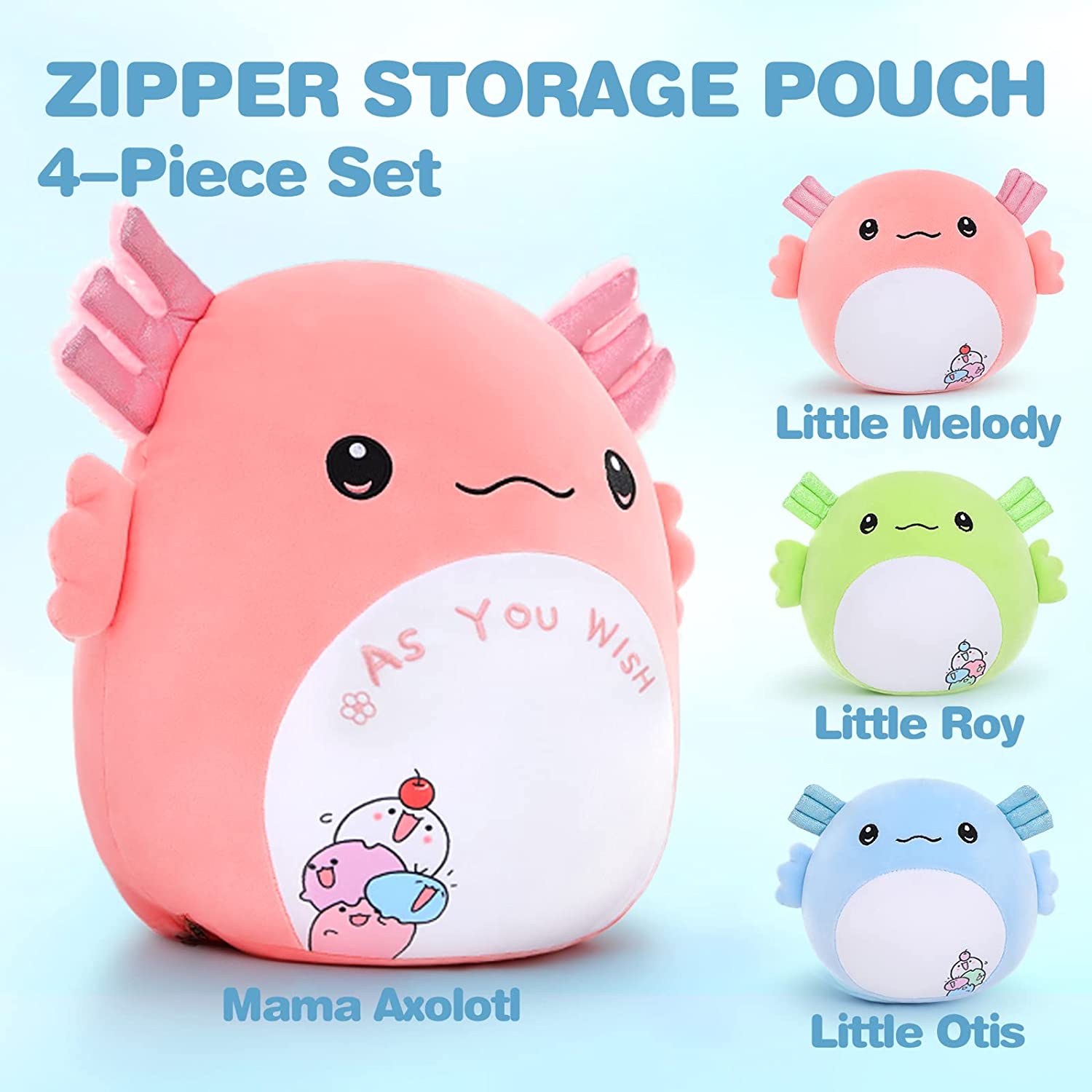 Axolotl-Plüschtier mit drei Axolotl-Babys, 16 Zoll