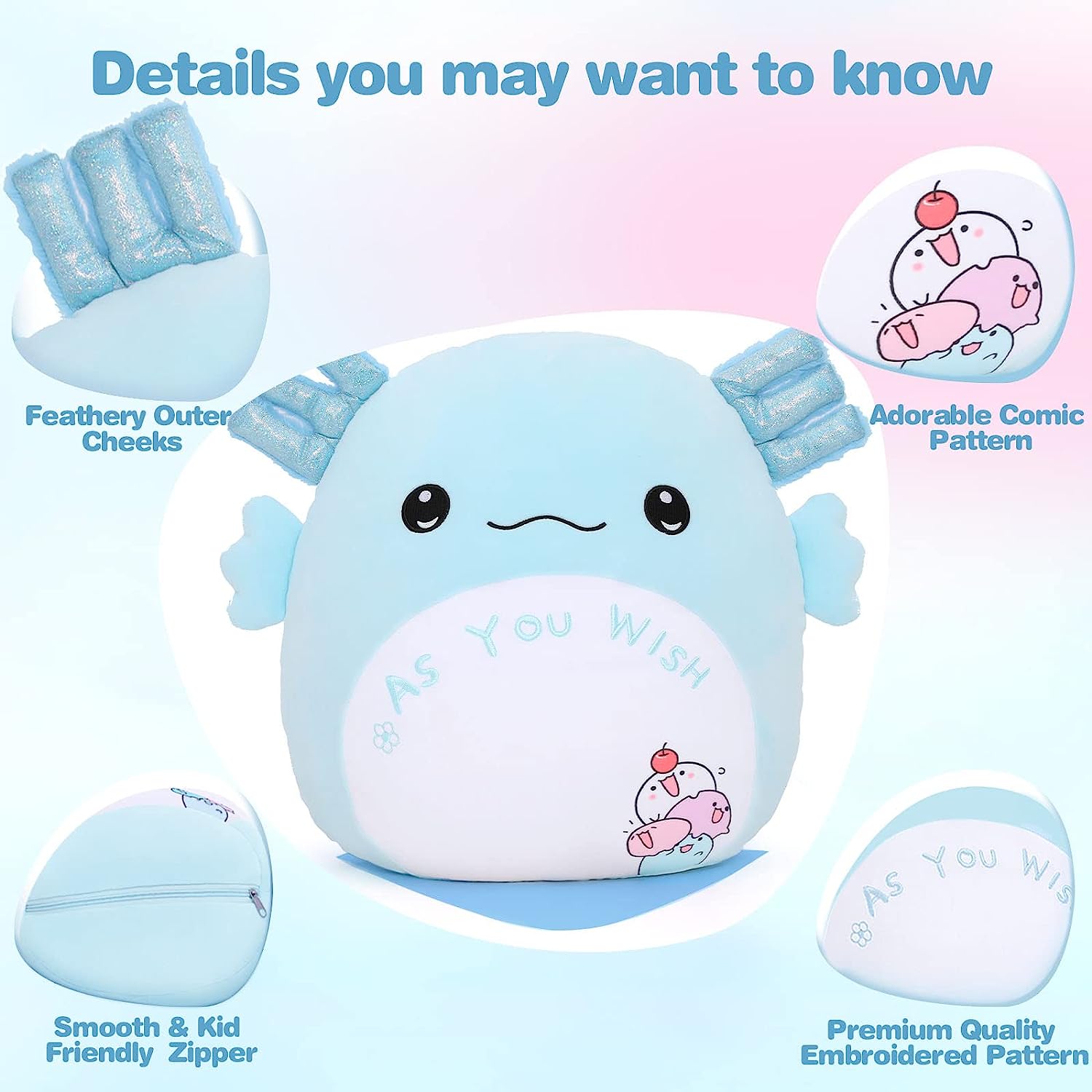 Axolotl-Plüschtier mit drei Axolotl-Babys, 16 Zoll