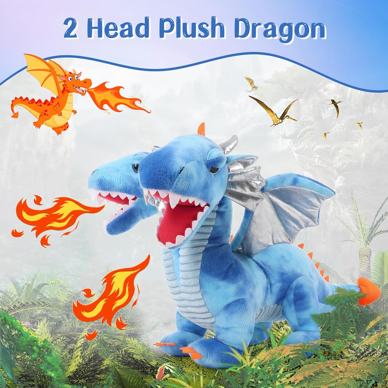 Double-headed Dragon Plush Toy, 23.6 Inches